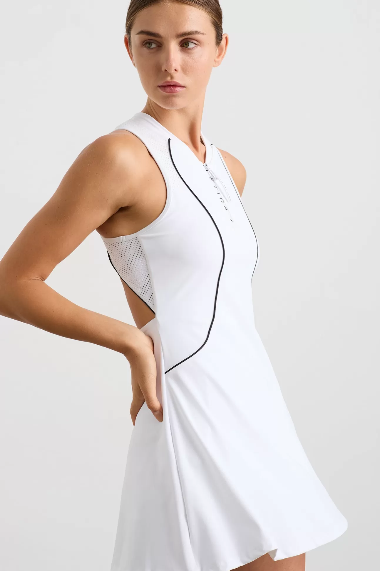 Aje ATHLETICA Active Tennis Dress White/Black Logo Hot