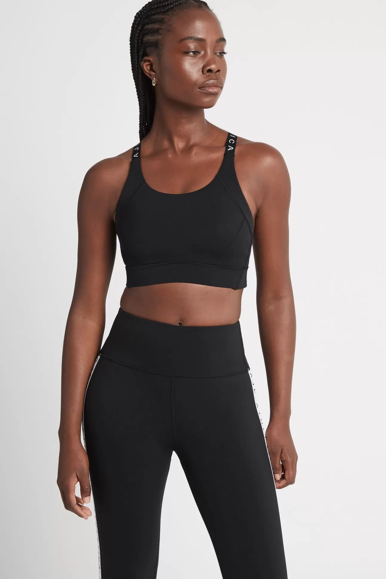 Aje ATHLETICA Adjustable Strap Logo Tape Sports Bra 321 Black/White Sale