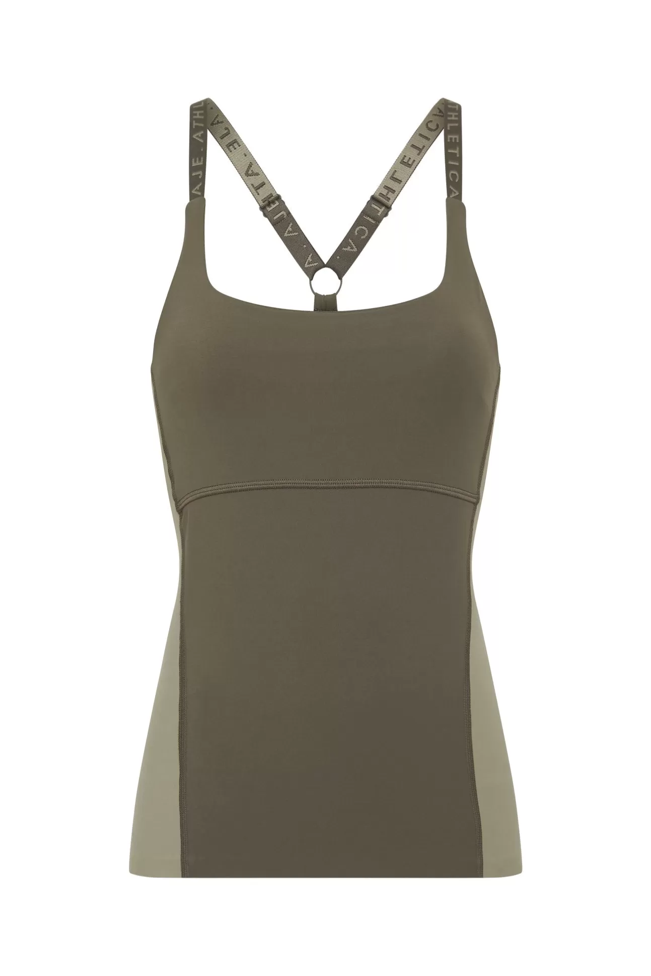 Aje ATHLETICA Adjustable Strap Longline Racerback Tank 117 Forest Green/Sage New