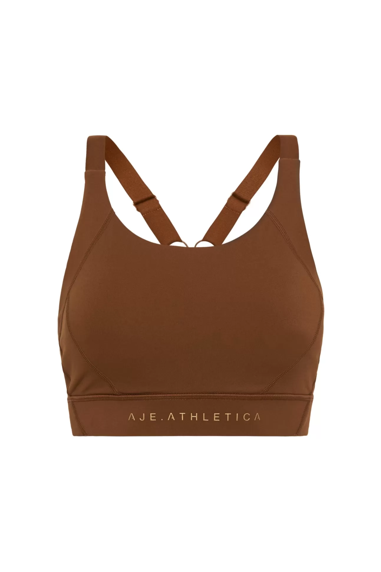 Aje ATHLETICA Adjustable Strap Sports Bra 321 Coffee/Gold New