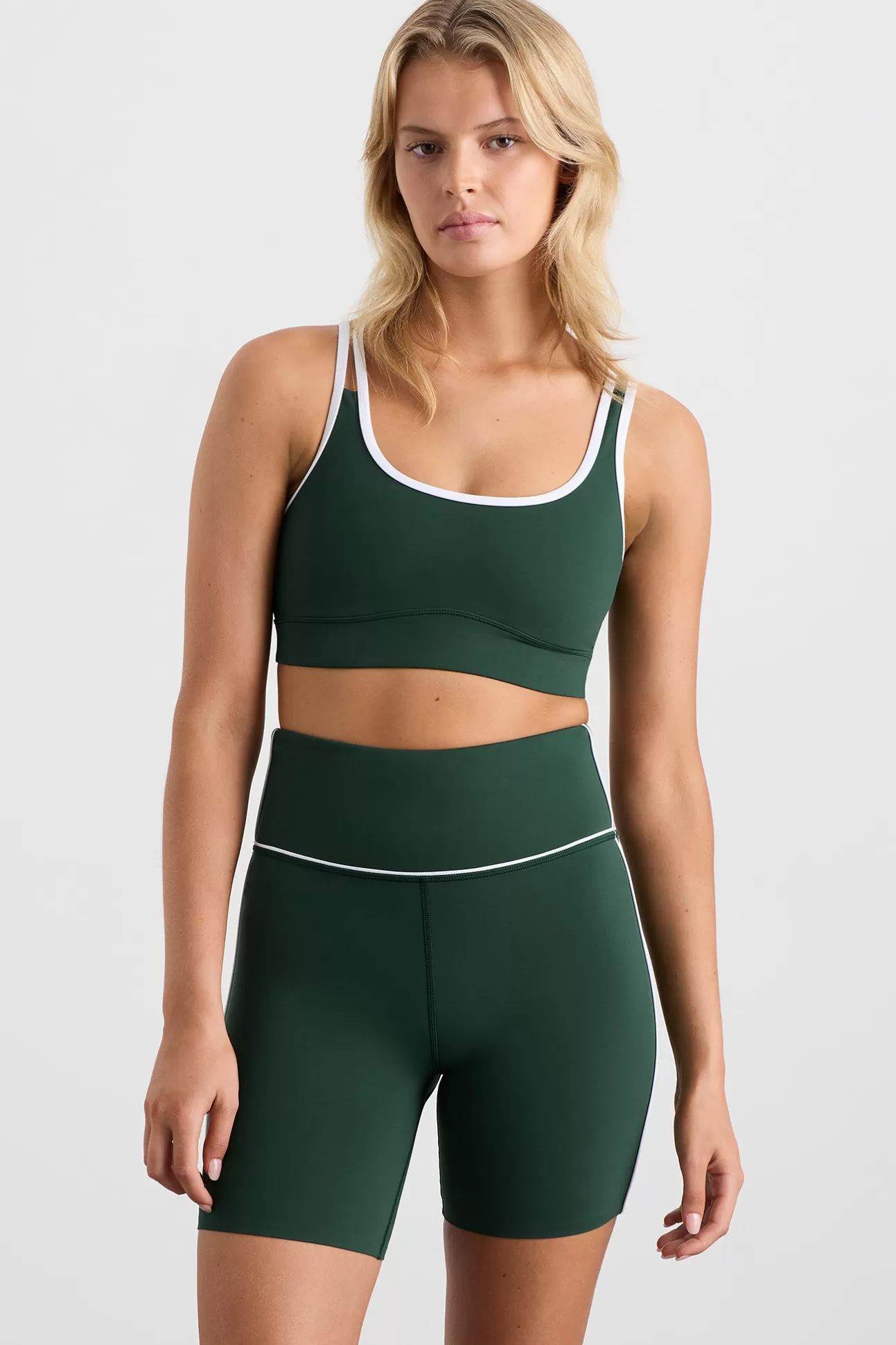 Aje ATHLETICA Asym Strap Sports Bra 378 Pine Green White Cheap