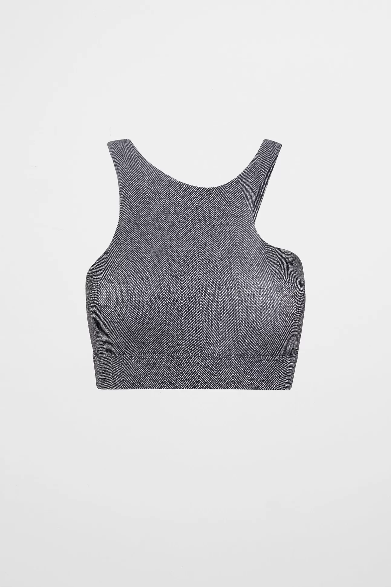 Aje ATHLETICA Asymmetric Racer Sports Bra 382 Herringbone Print Flash Sale