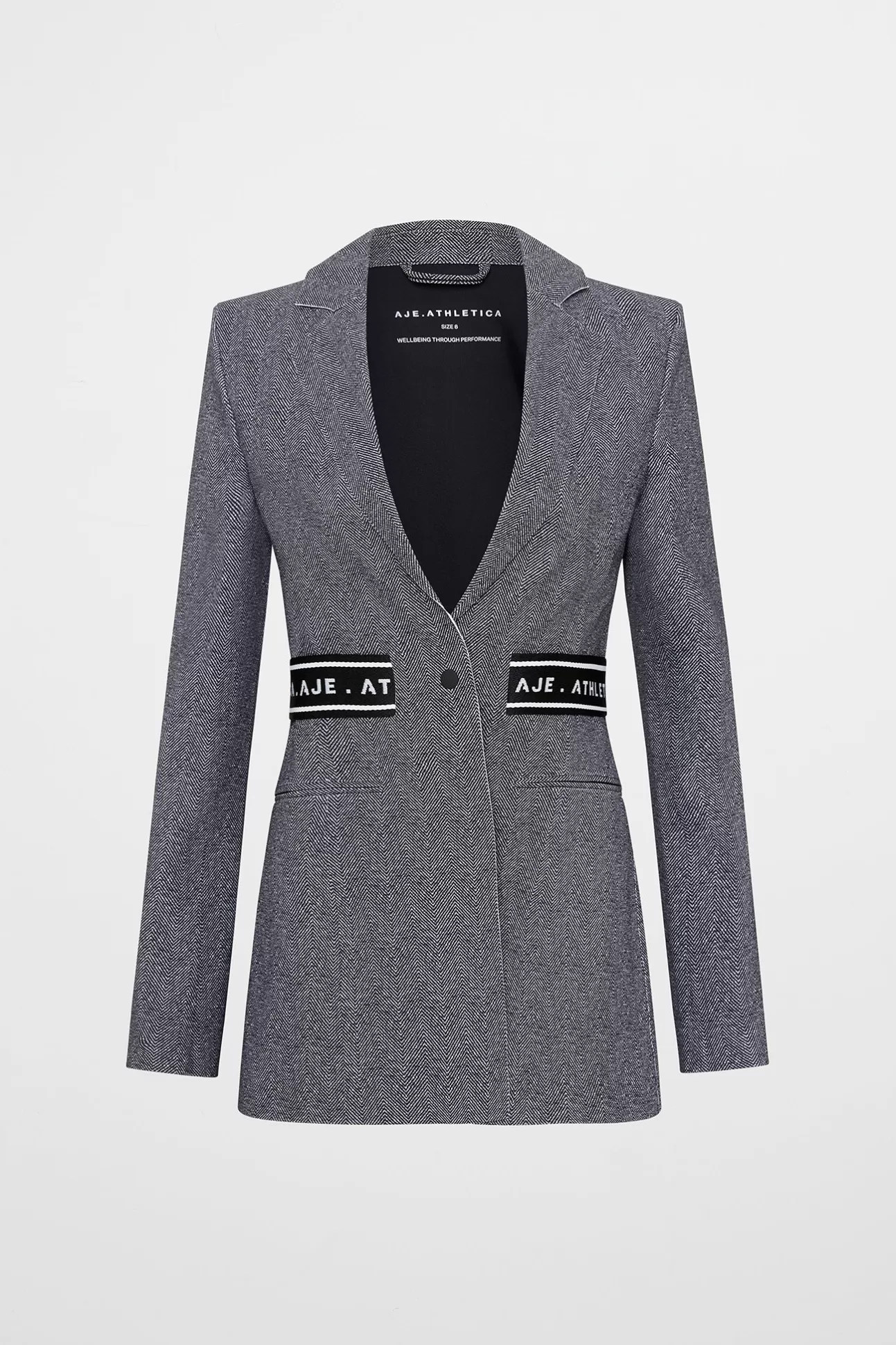 Aje ATHLETICA Belted Logotape Blazer 713 Herringbone Print Cheap