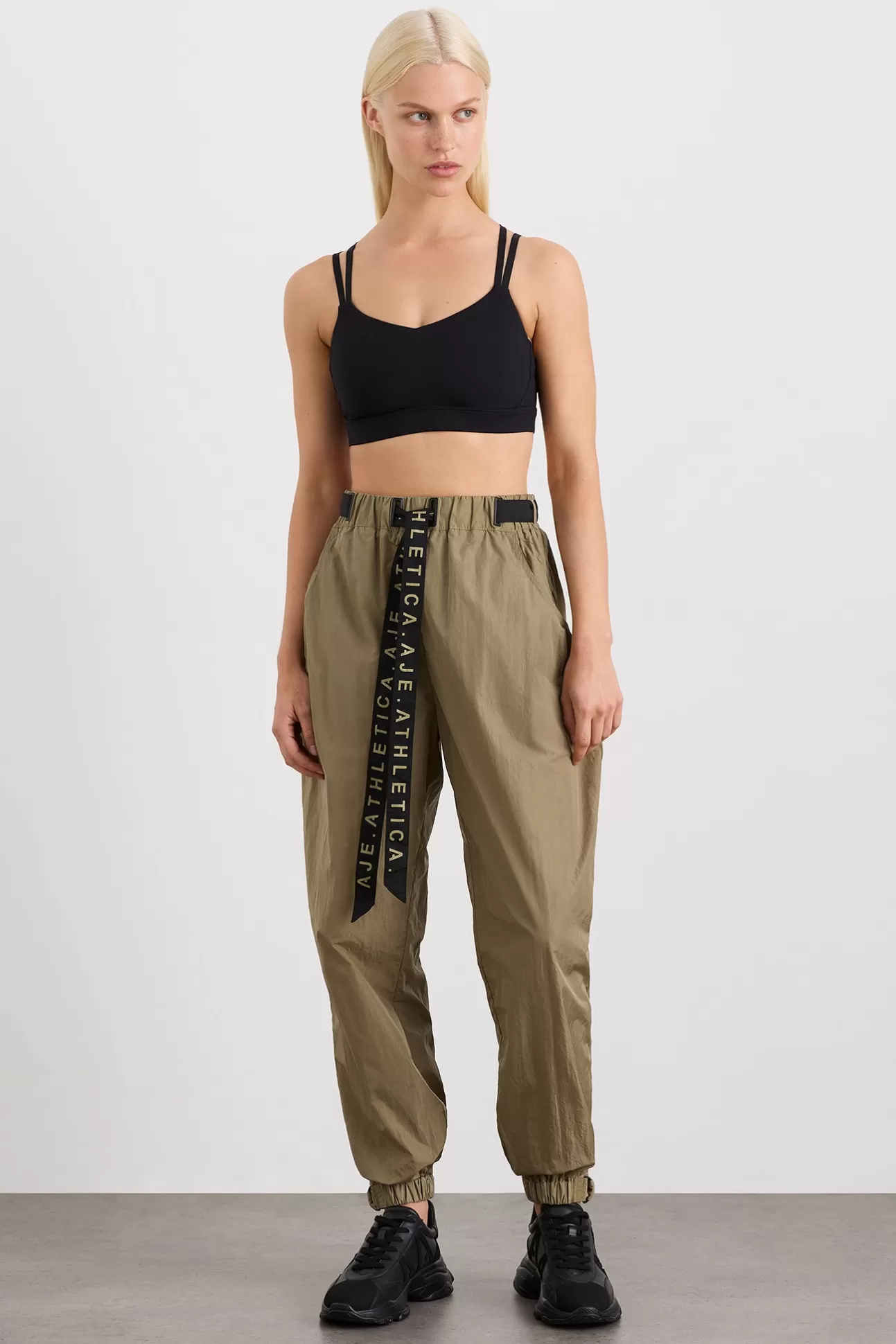 Aje ATHLETICA Belted Windbreak Pant 502 Soft Khaki Black Sale