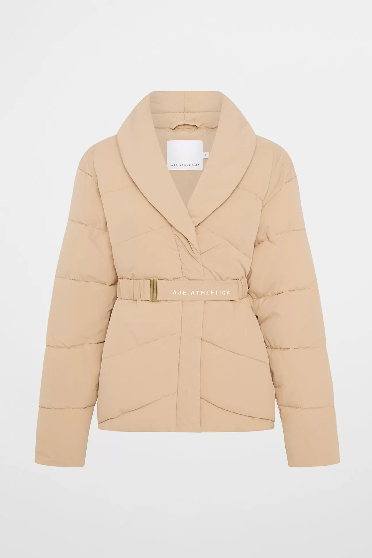 Aje ATHLETICA Belted Wrap Puffer Jacket 768 Biscotti Beige Store