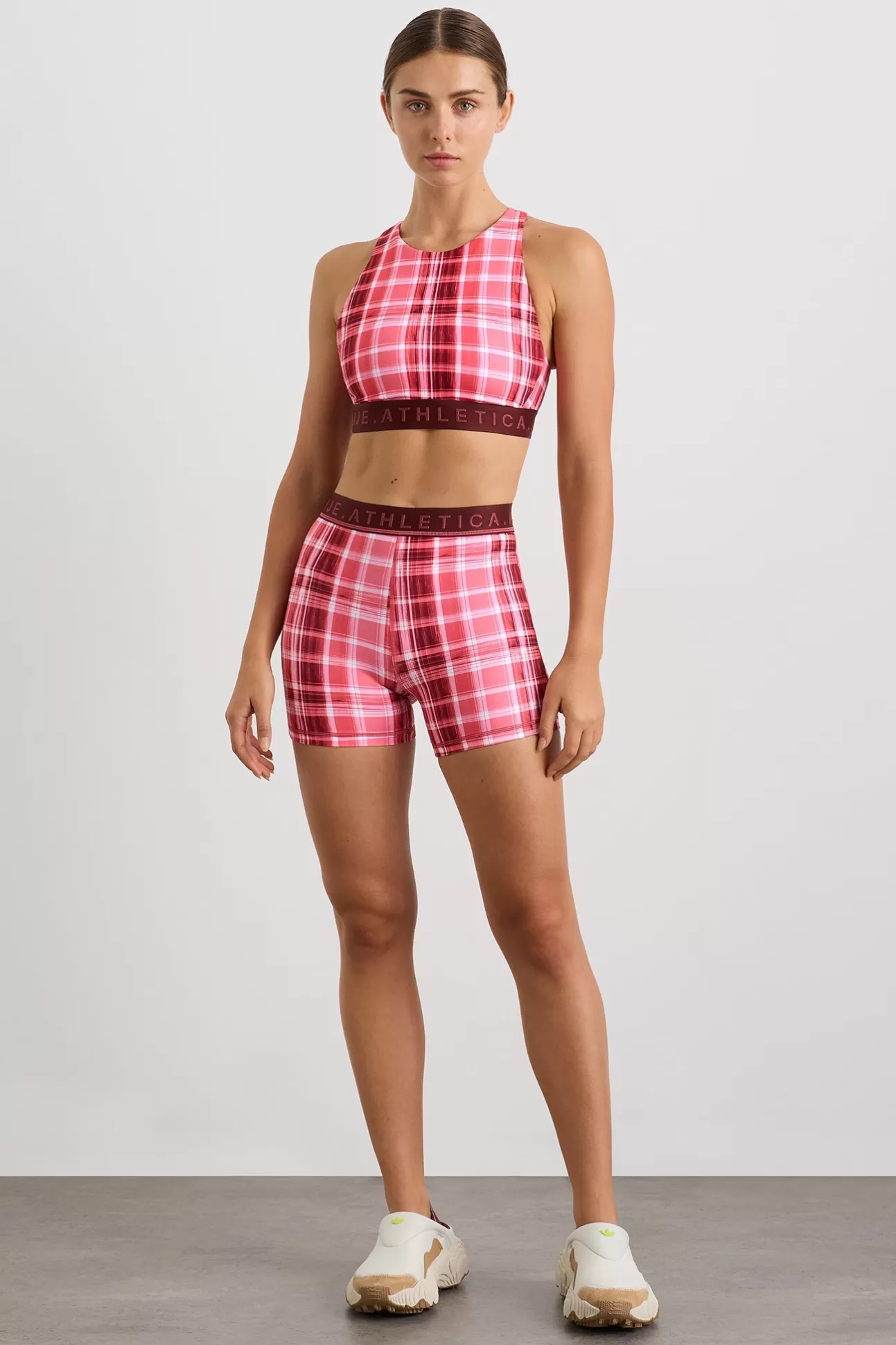 Aje ATHLETICA Bike Short 017 Blurred Pink Check Sale