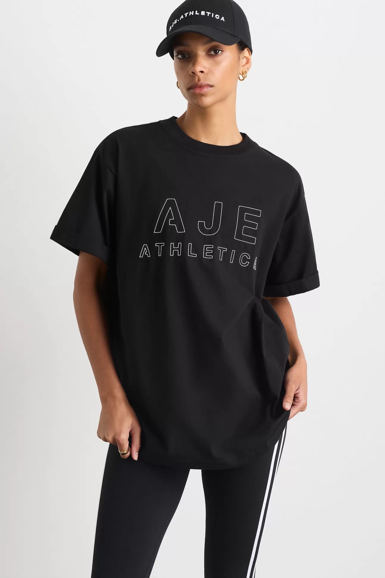 Aje ATHLETICA Block Logo Boyfriend Tee 102 Black/White Cheap