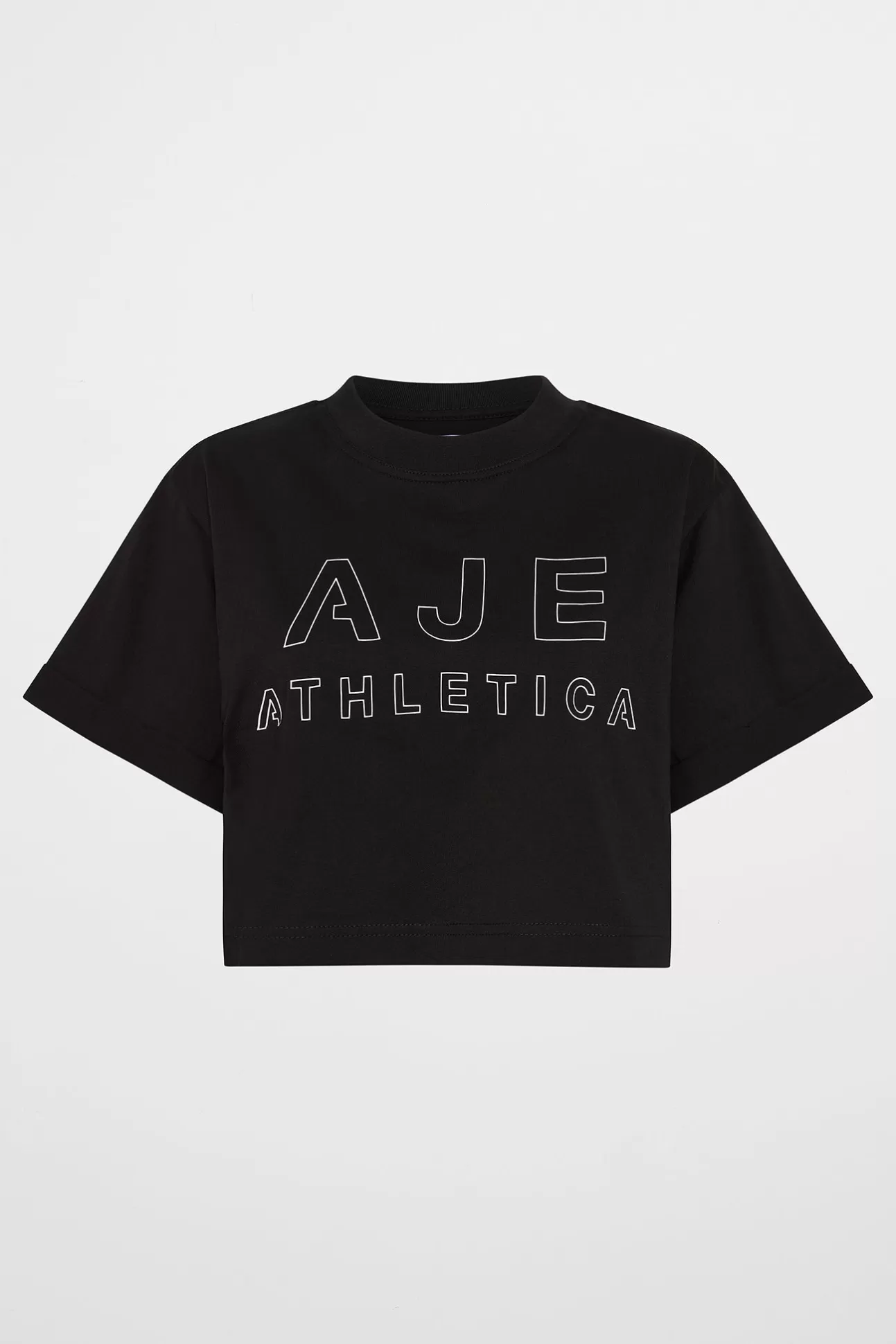 Aje ATHLETICA Block Logo Cropped Tee 105 Black/White Clearance