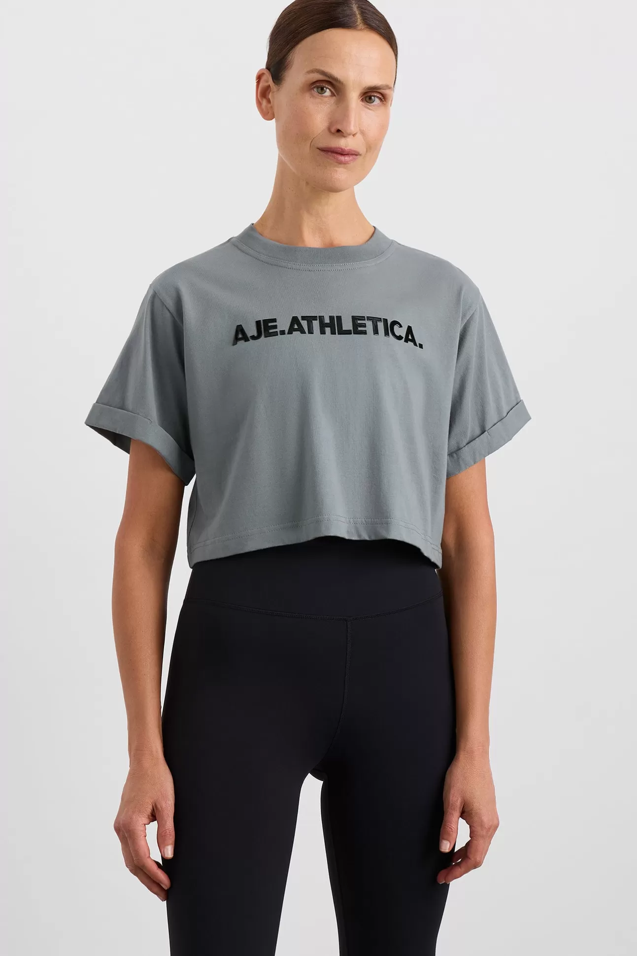 Aje ATHLETICA Bold Logo Cropped Tee 105 Slate Surge Best Sale