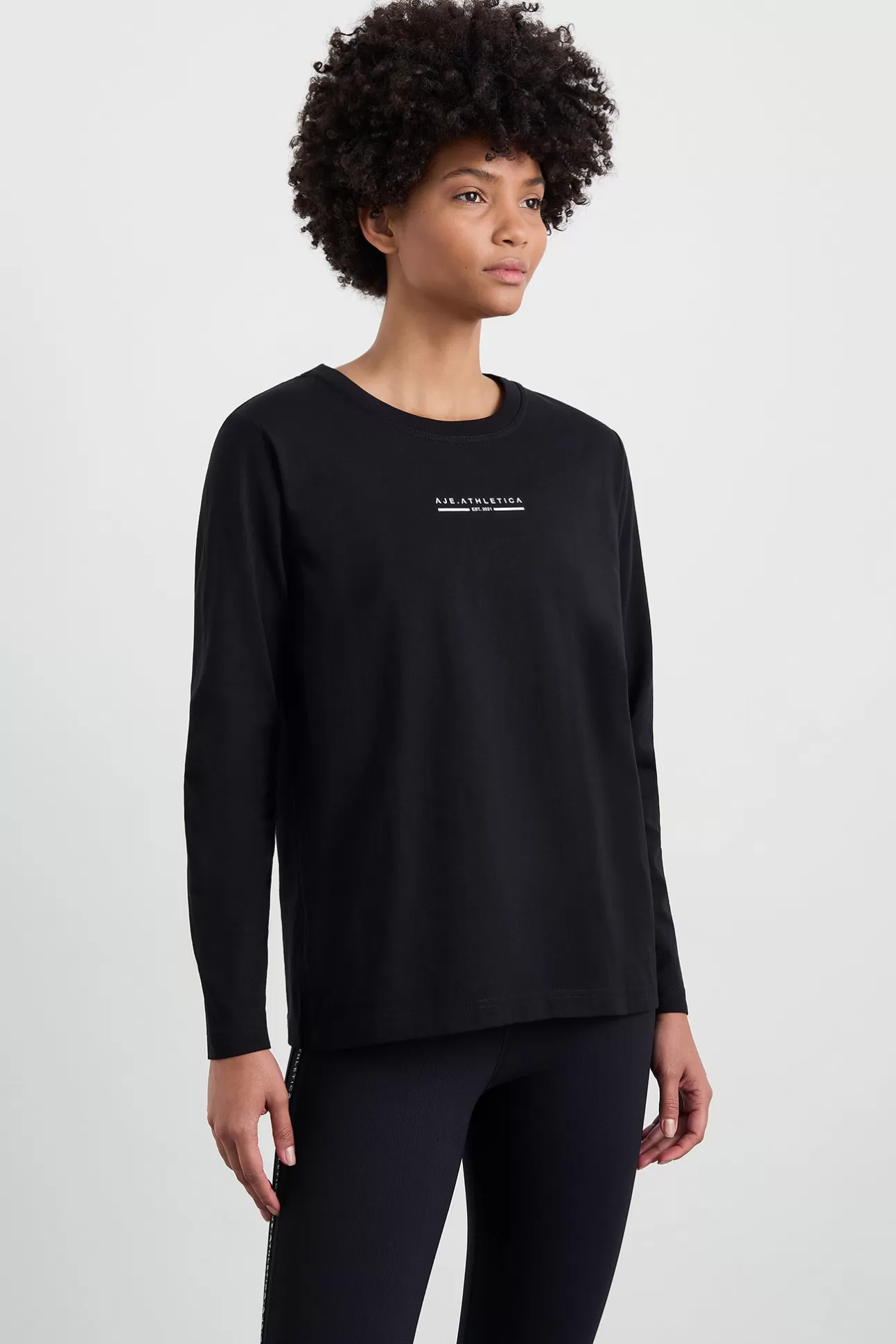 Aje ATHLETICA Boyfriend Long Sleeve Tee 127 Black Clearance