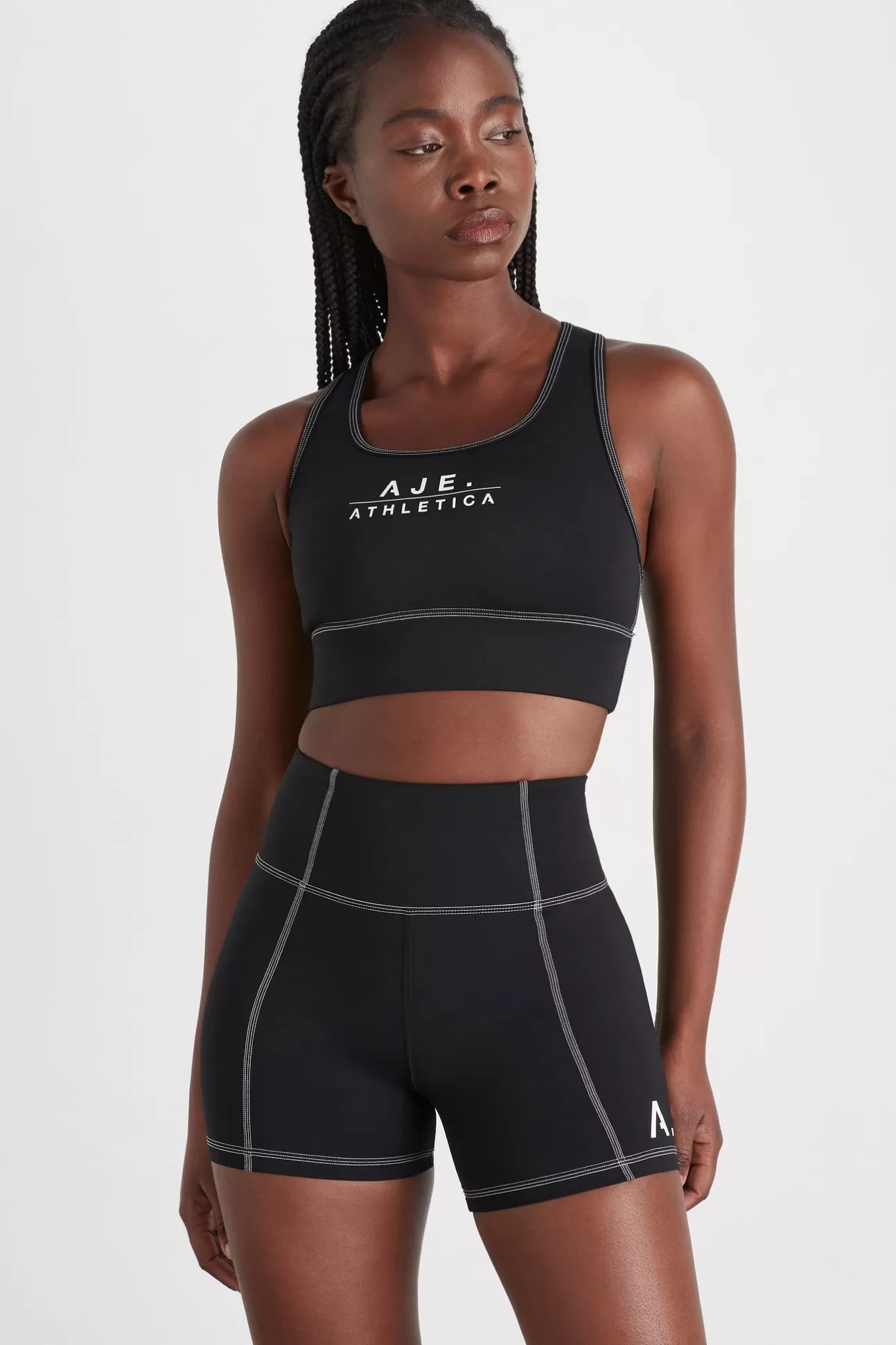 Aje ATHLETICA Classic Logo Racerback Sports Bra 304 Black/White Outlet