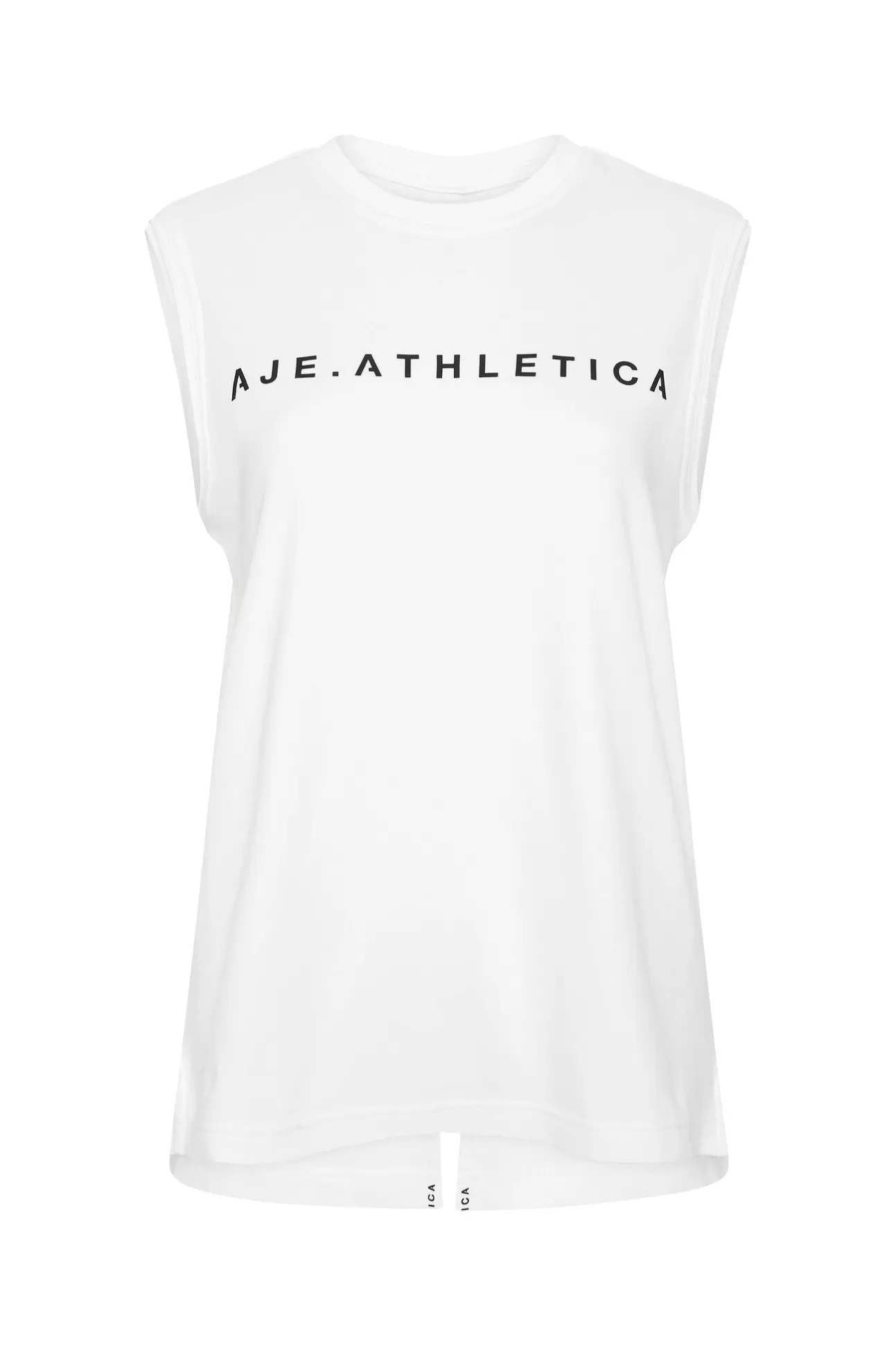 Aje ATHLETICA Classic Logo Split Back Tank 111 White/Black New