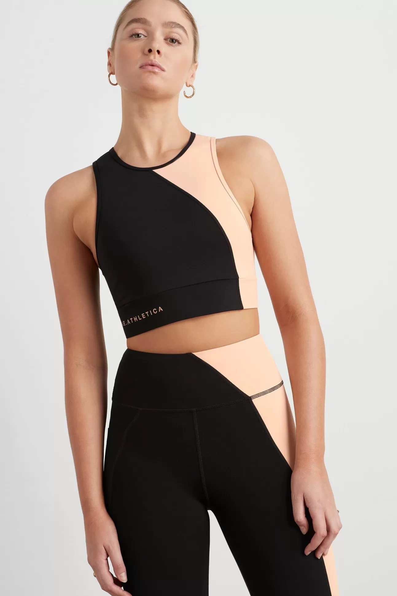 Aje ATHLETICA Colour Block Crop Top 336 Black/Beige Clearance