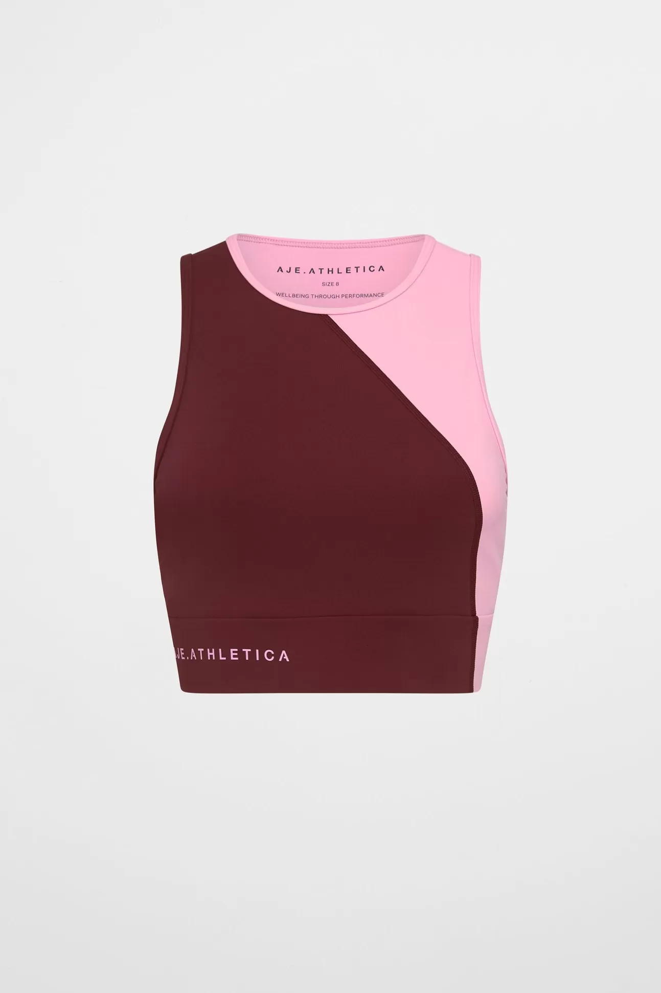 Aje ATHLETICA Colour Block Crop Top 336 Burnt Burgundy/Bonbon Pink Store