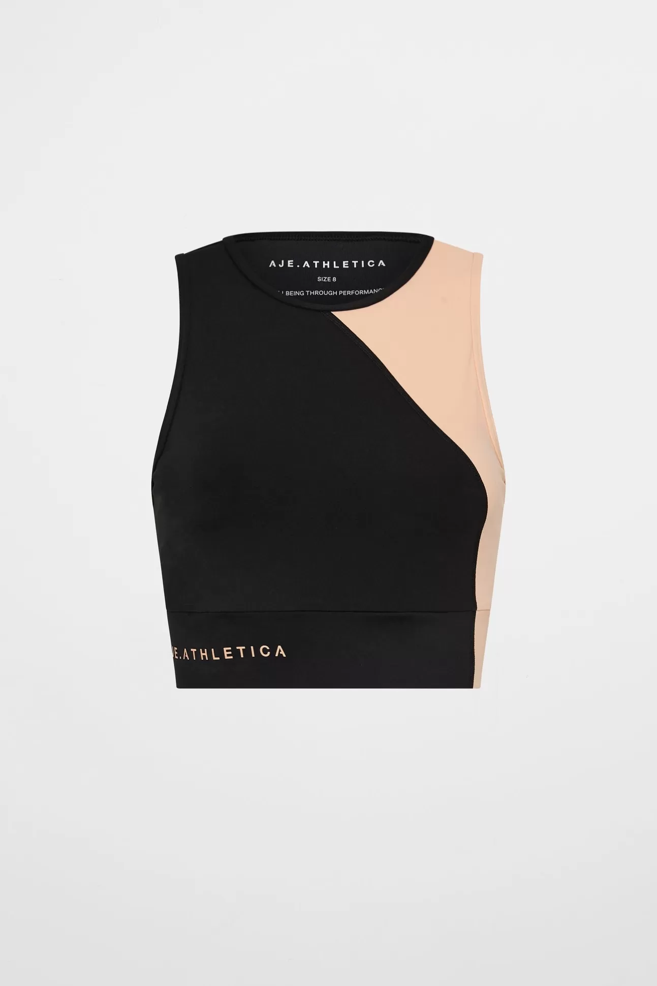 Aje ATHLETICA Colour Block Crop Top 336 Black/Beige Clearance