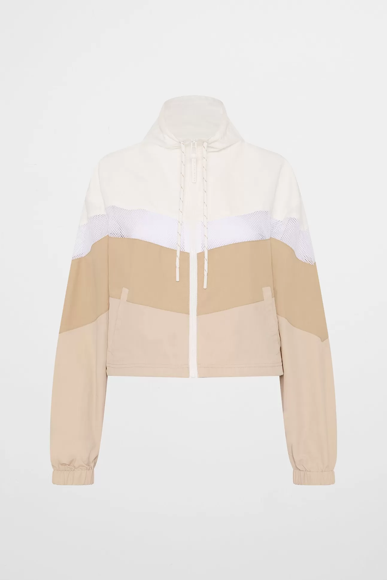 Aje ATHLETICA Colour Block Cropped Jacket 787 White/Natural Tan Shop