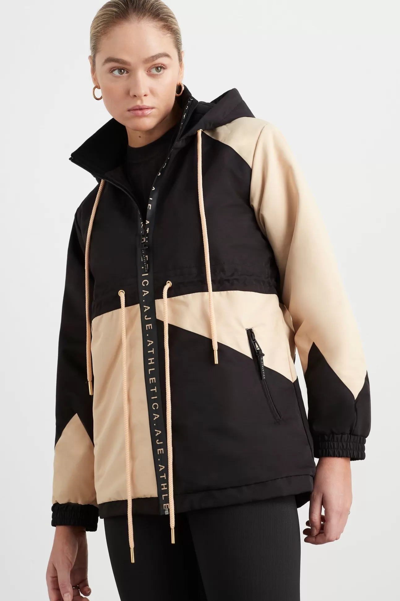 Aje ATHLETICA Colour Block Long Jacket 731 Black/Beige Clearance