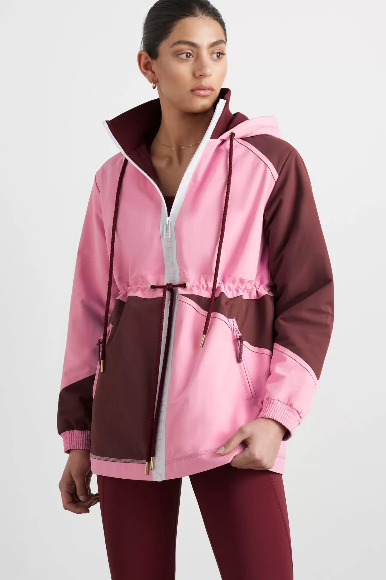 Aje ATHLETICA Colour Block Long Jacket 731 Burnt Burgundy/Bonbon Pink Outlet