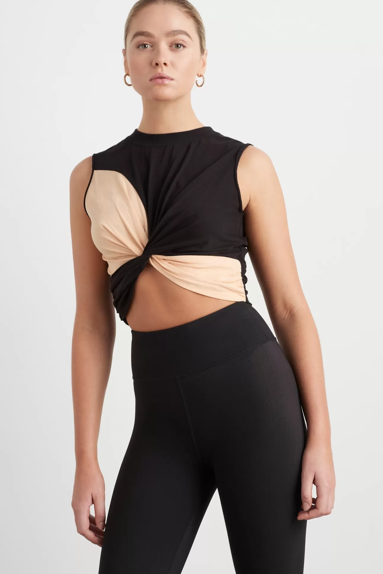 Aje ATHLETICA Colour Block Twist Tank 130 Black/Beige Flash Sale