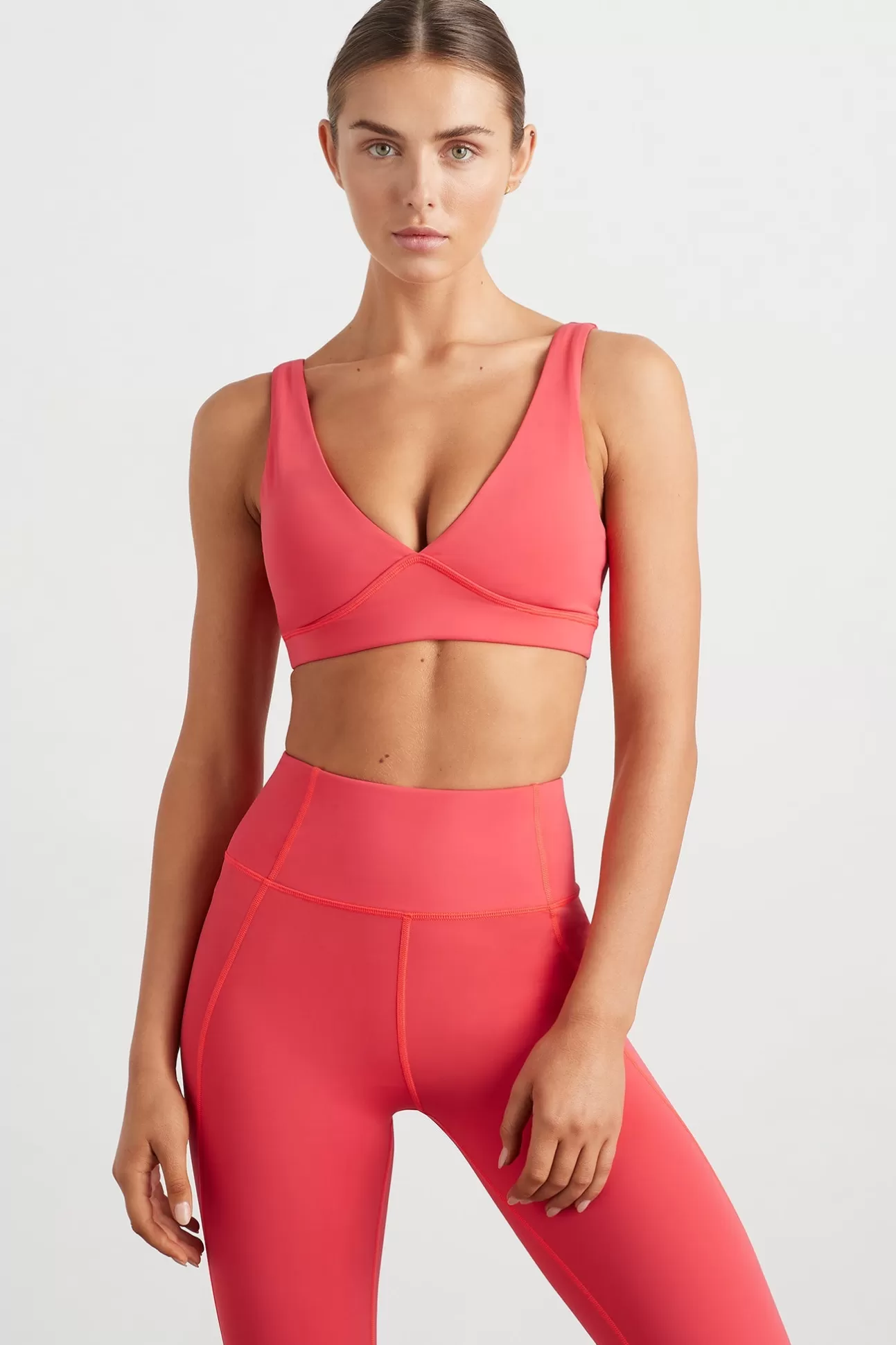 Aje ATHLETICA Contour Plunge Sports Bra 342 Watermelon Pink Shop