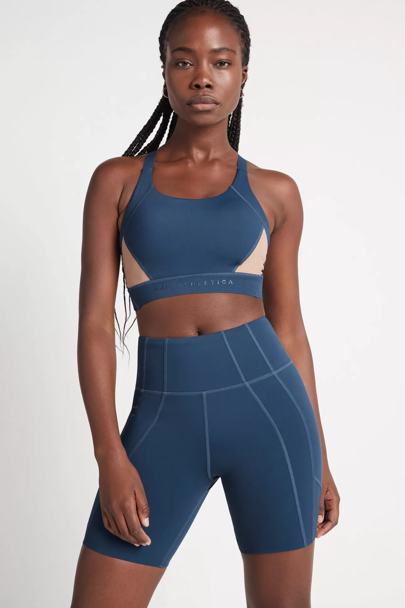 Aje ATHLETICA Contrast Adjustable Strap Sports Bra 321 Midnight Blue/Beige Flash Sale