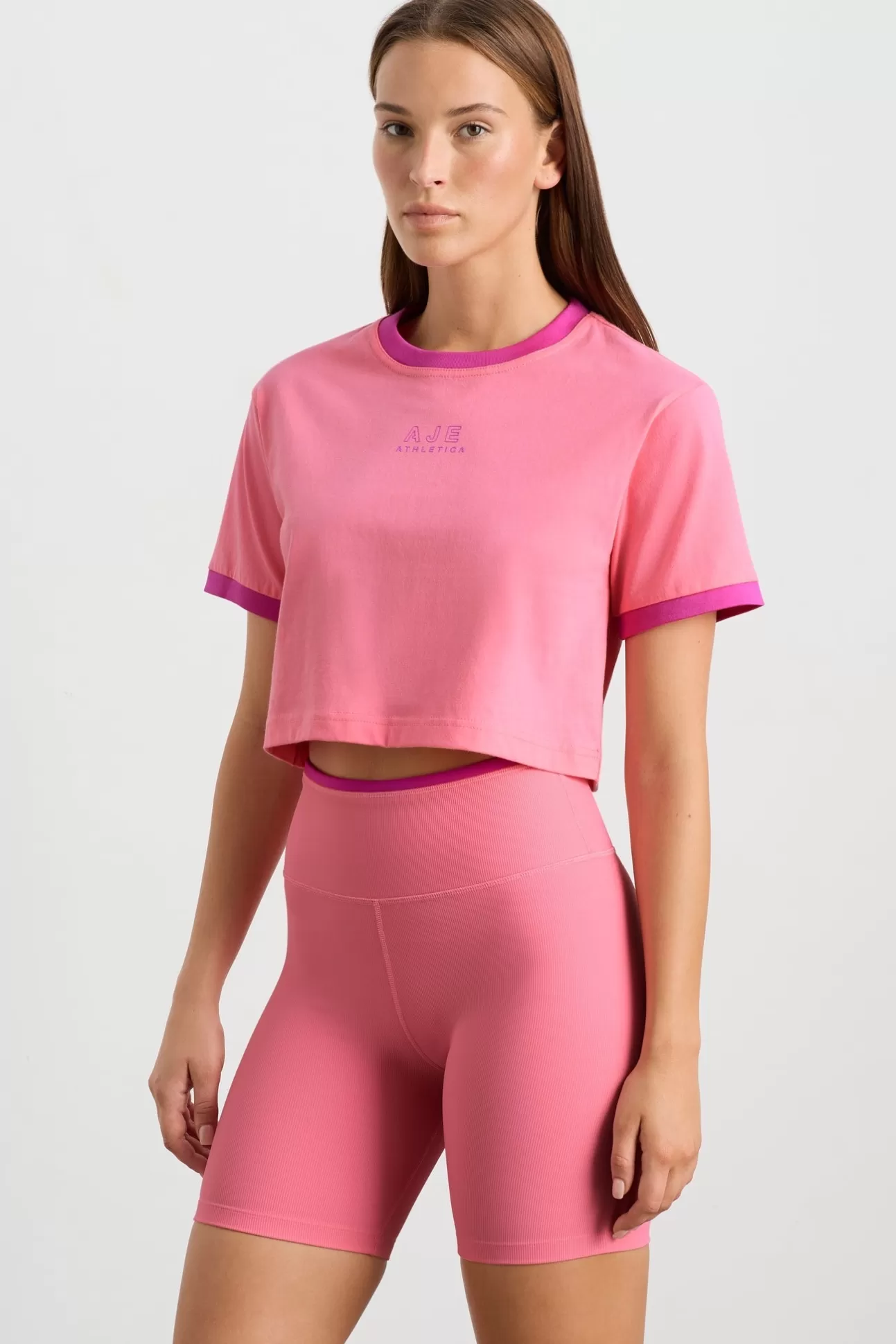 Aje ATHLETICA Contrast Bind Logo Tee 110 Deep Blush Cheap