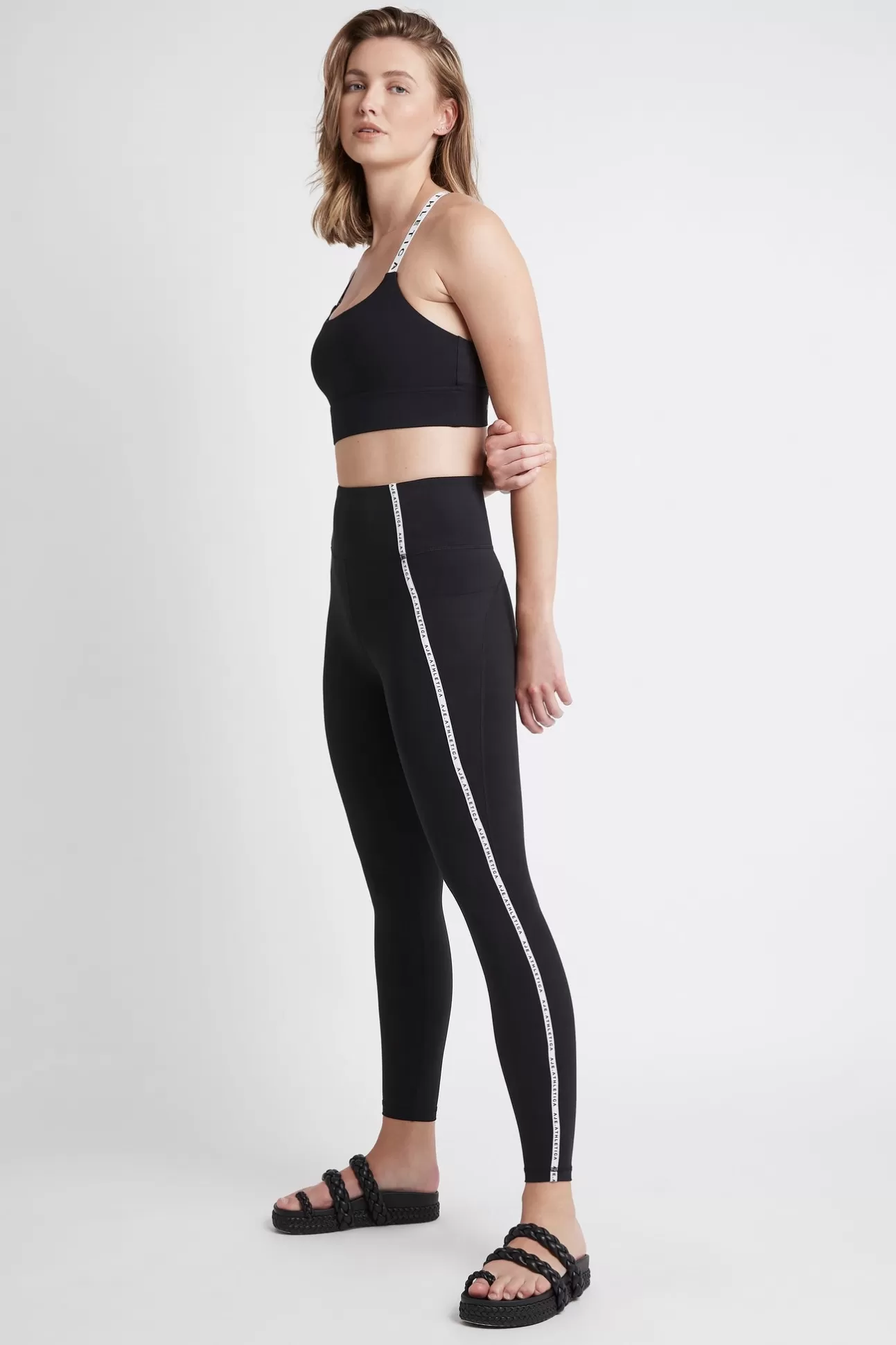 Aje ATHLETICA Contrast Logo Full Length Legging 203 Black/White Best