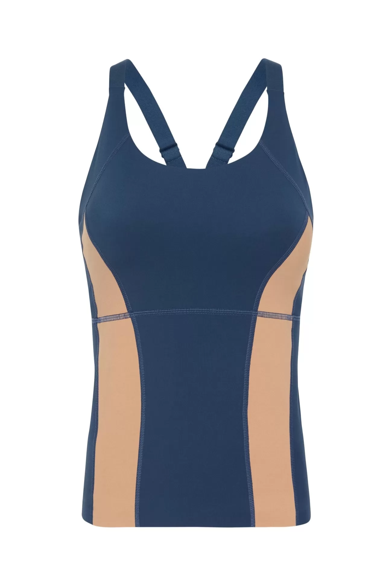 Aje ATHLETICA Contrast Longline Racerback Tank 124 Midnight Blue/Beige Online