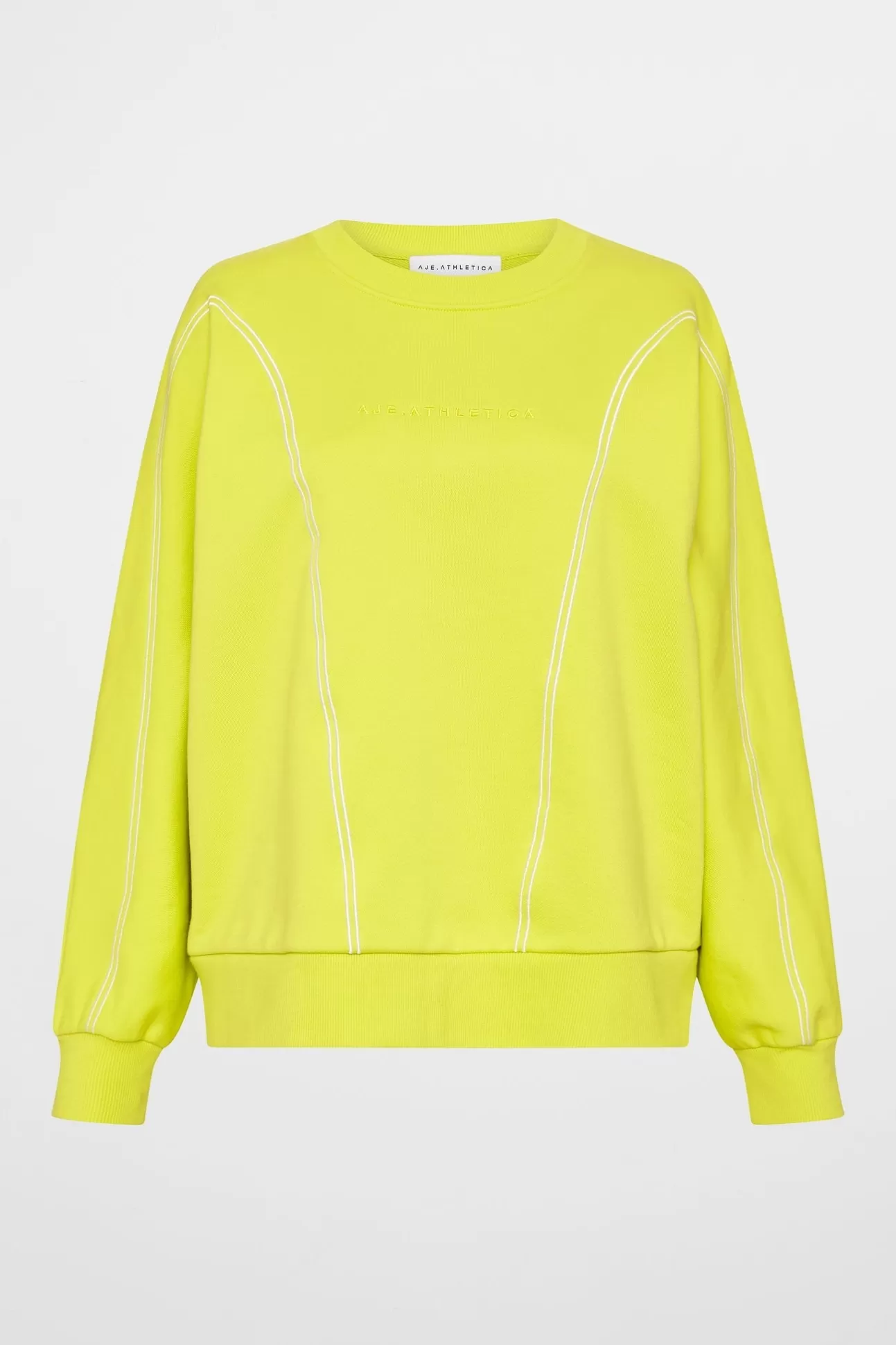 Aje ATHLETICA Contrast Stitch Crew Jumper 419 Citrus Yellow Flash Sale