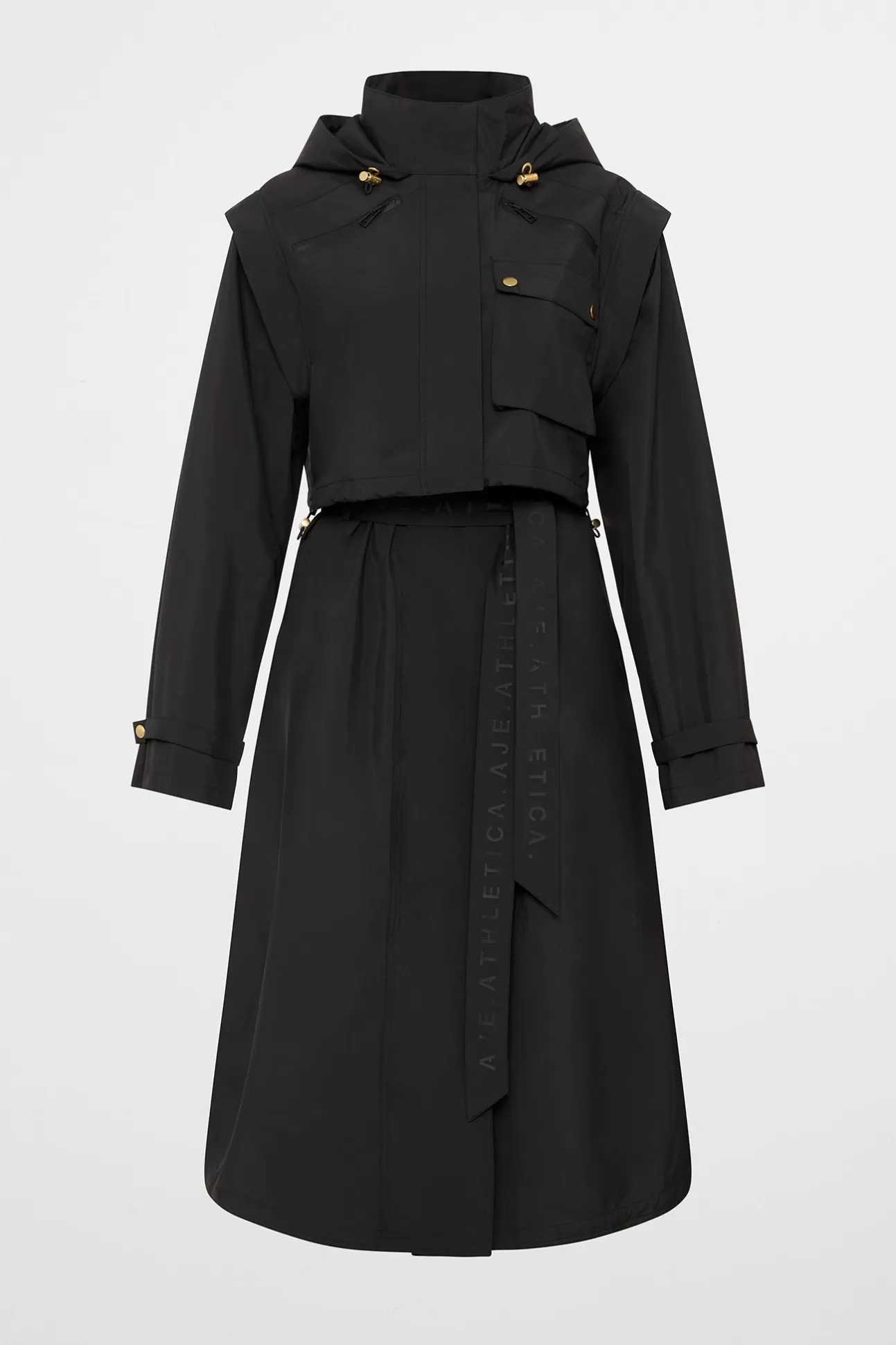 Aje ATHLETICA Convertible Belted Trench 703 Black Shop