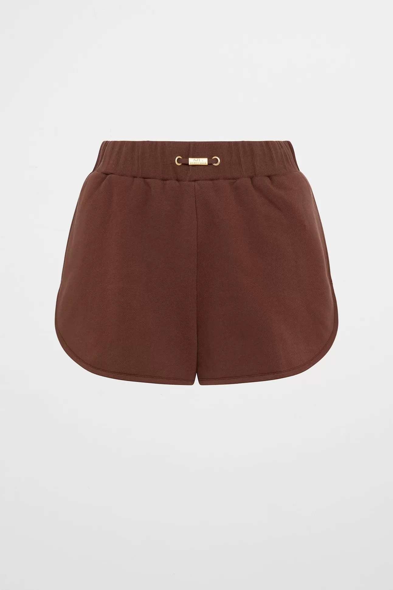 Aje ATHLETICA Cotton Crossover Shorts 603 Dark Chocolate Brown Clearance