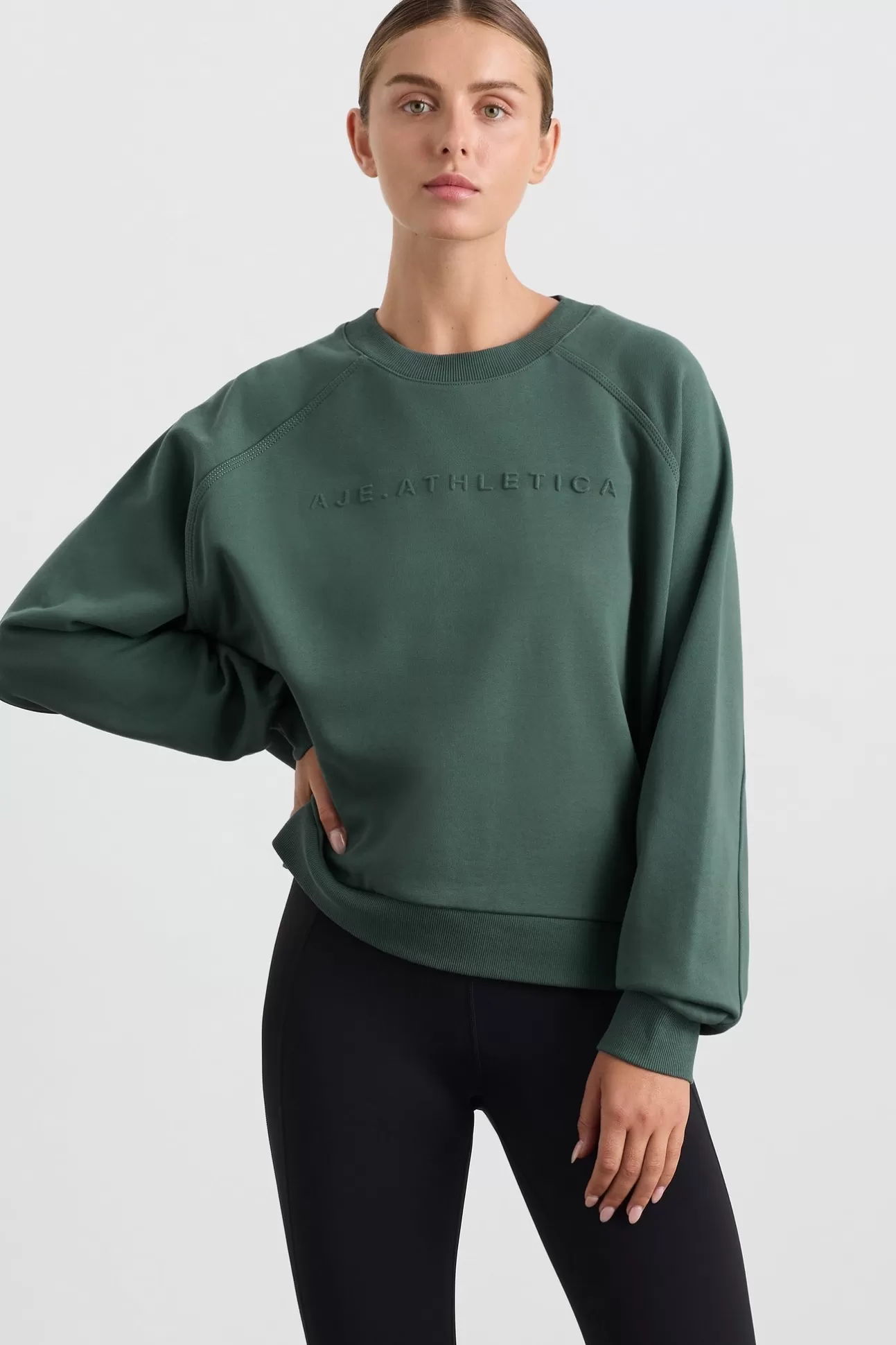 Aje ATHLETICA Crew Neck Sweater 401 Moss Green Online