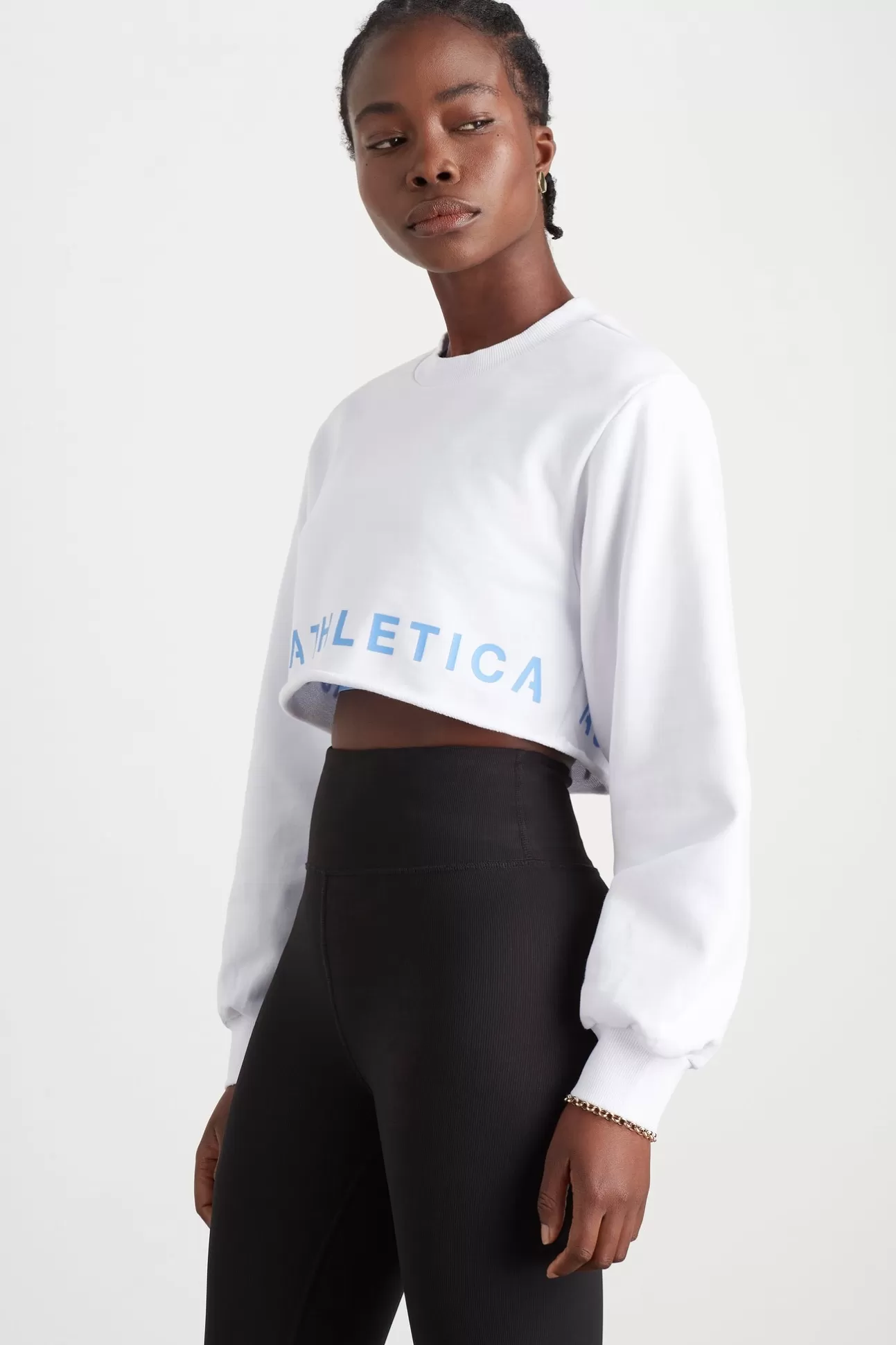 Aje ATHLETICA Crop Cut Out Crew Jumper 416 White/Cerulean Blue Outlet