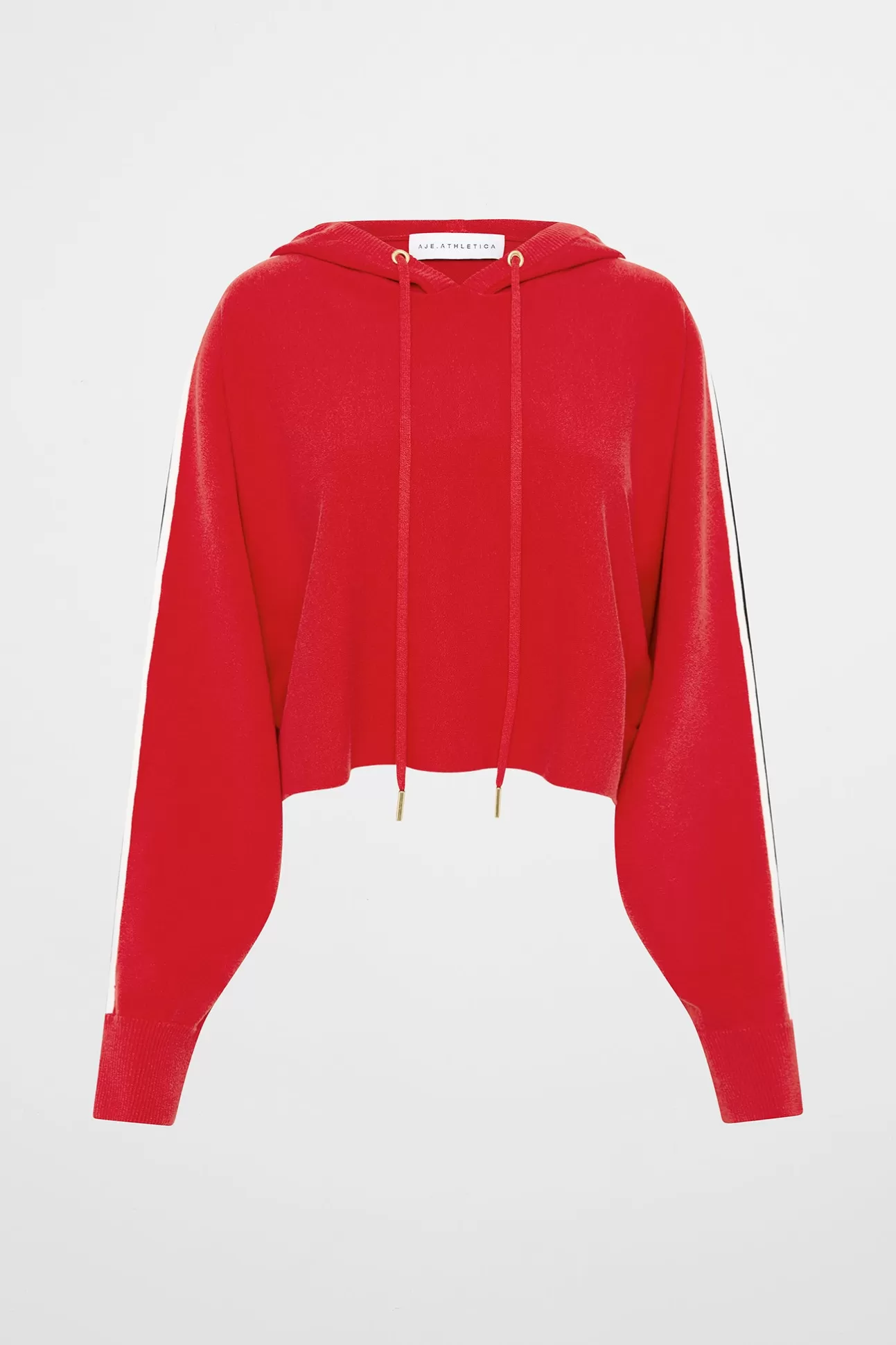 Aje ATHLETICA Crop Knit Hoodie 405 Passionate Red Cheap