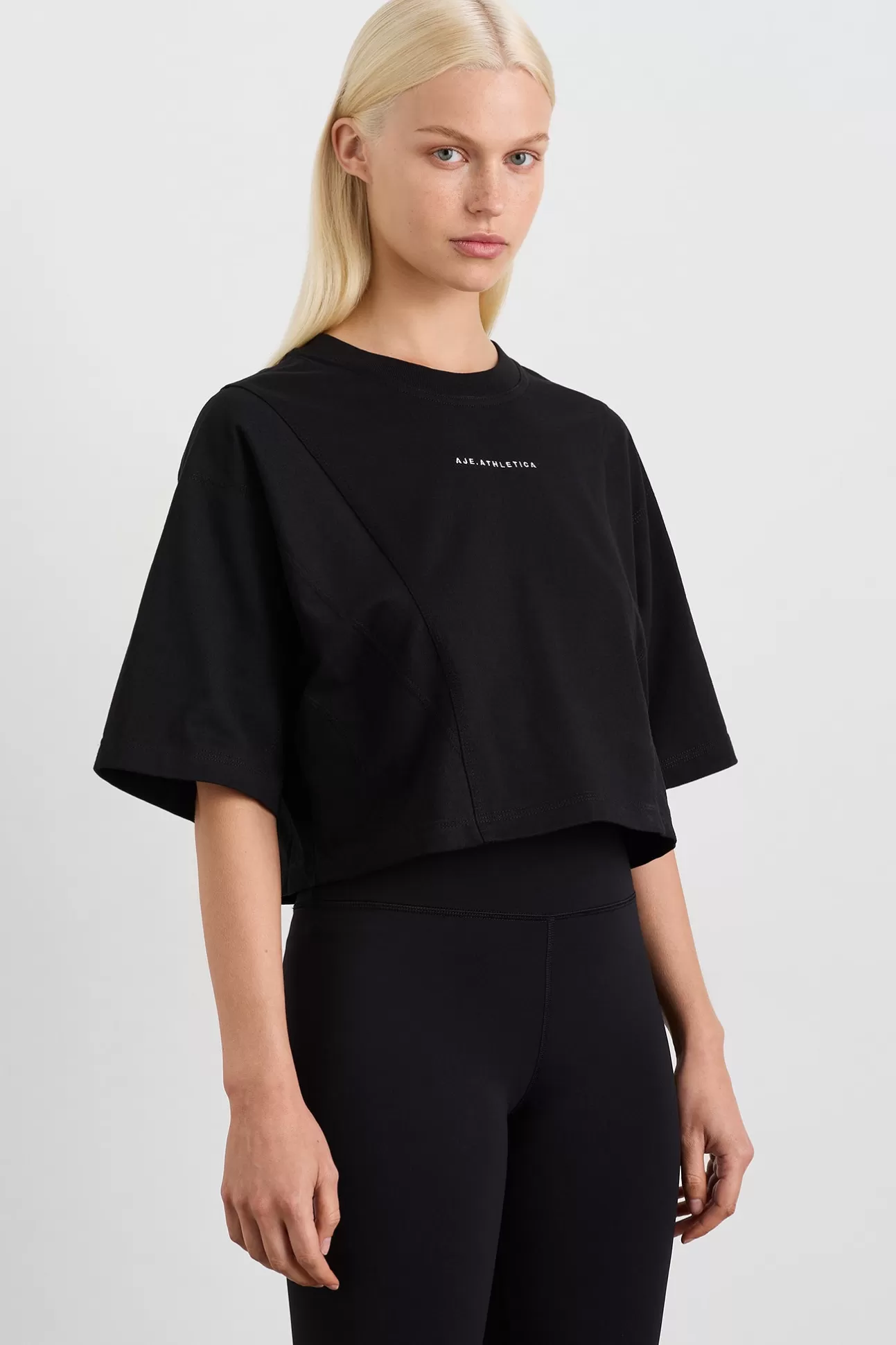 Aje ATHLETICA Crop Panel Tee 105 Black New