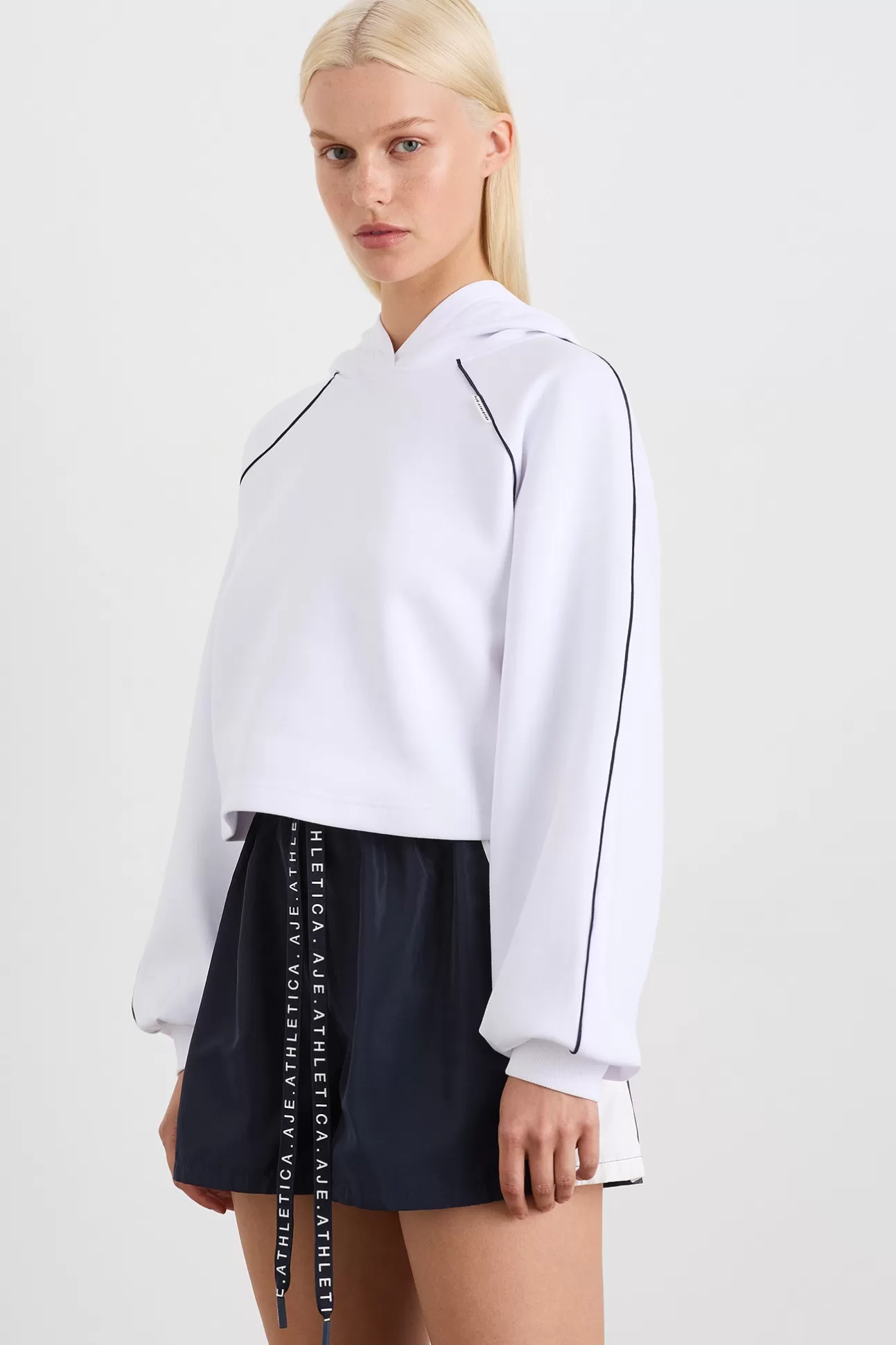 Aje ATHLETICA Cropped Contrast Hoodie 405 White Outlet