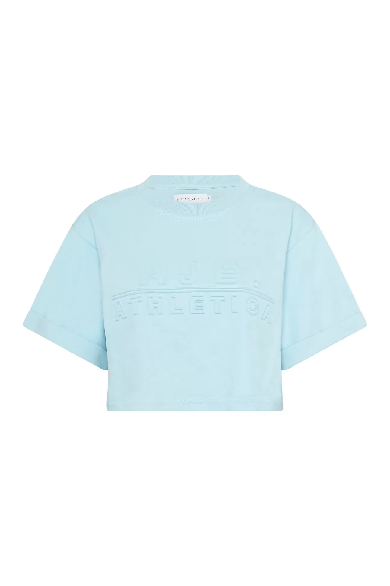 Aje ATHLETICA Cropped Embossed Classic Logo T-Shirt 105 Ice Blue Sale