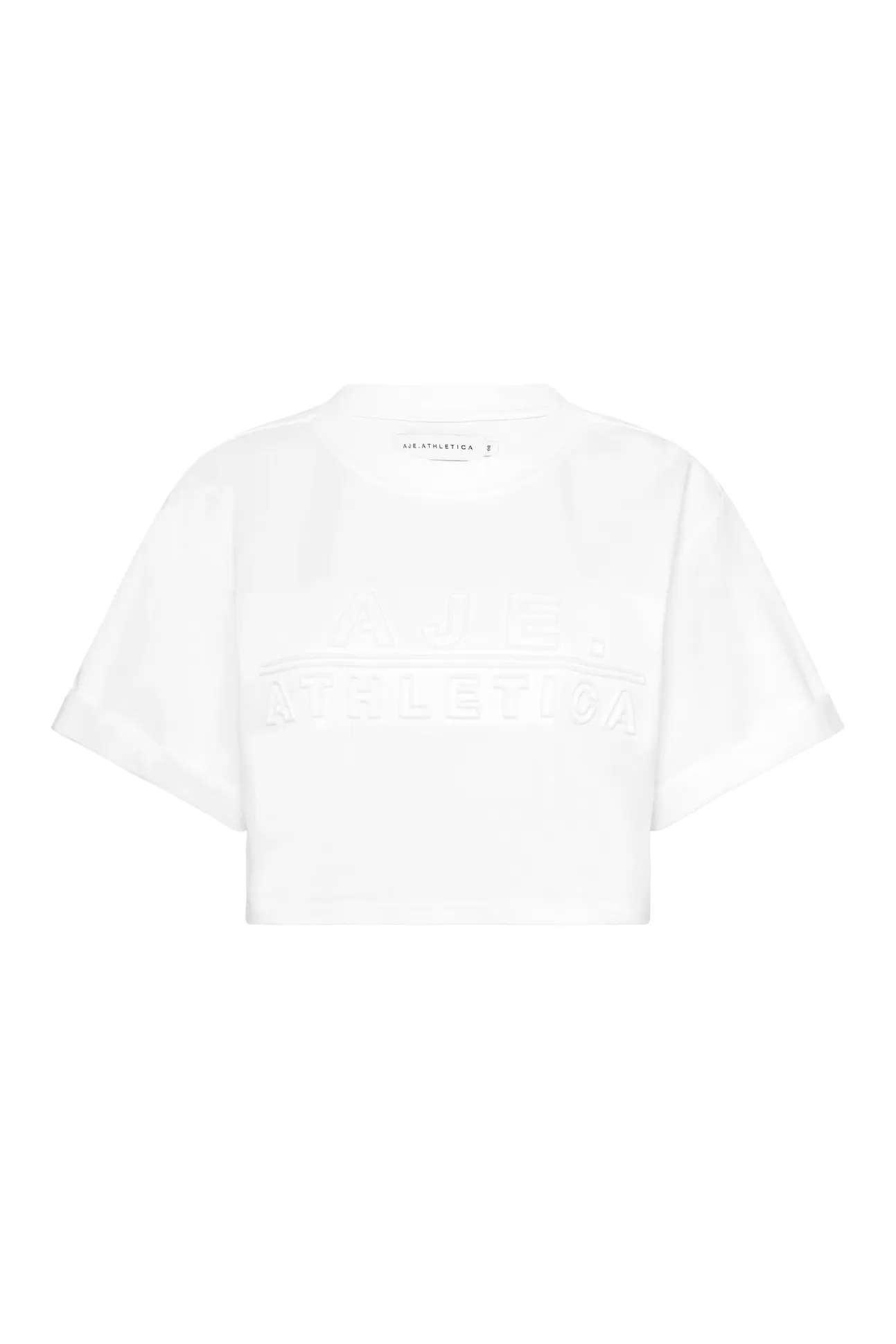 Aje ATHLETICA Cropped Embossed Classic Logo T-Shirt 105 White Best Sale