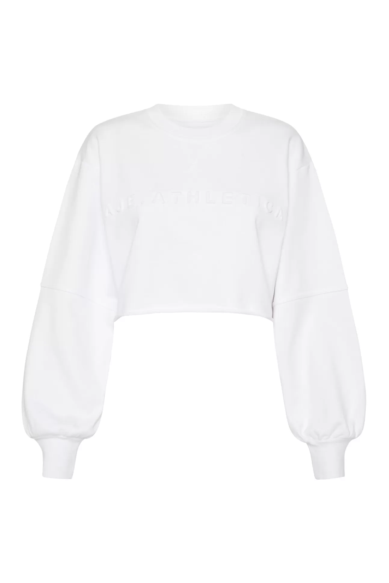 Aje ATHLETICA Cropped Embossed Logo Crew Jumper 413 White Best