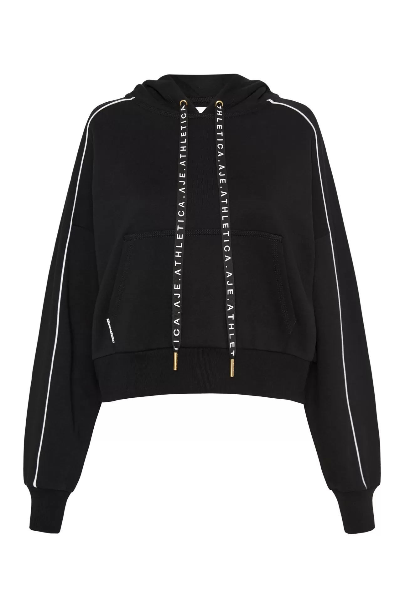 Aje ATHLETICA Cropped Essential Contrast Piping Hoodie 405 Black/White Flash Sale