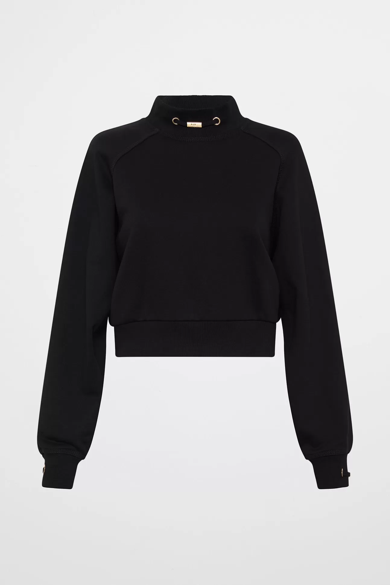 Aje ATHLETICA Cropped Fleece Funnel Neck Jumper 408 Black Best