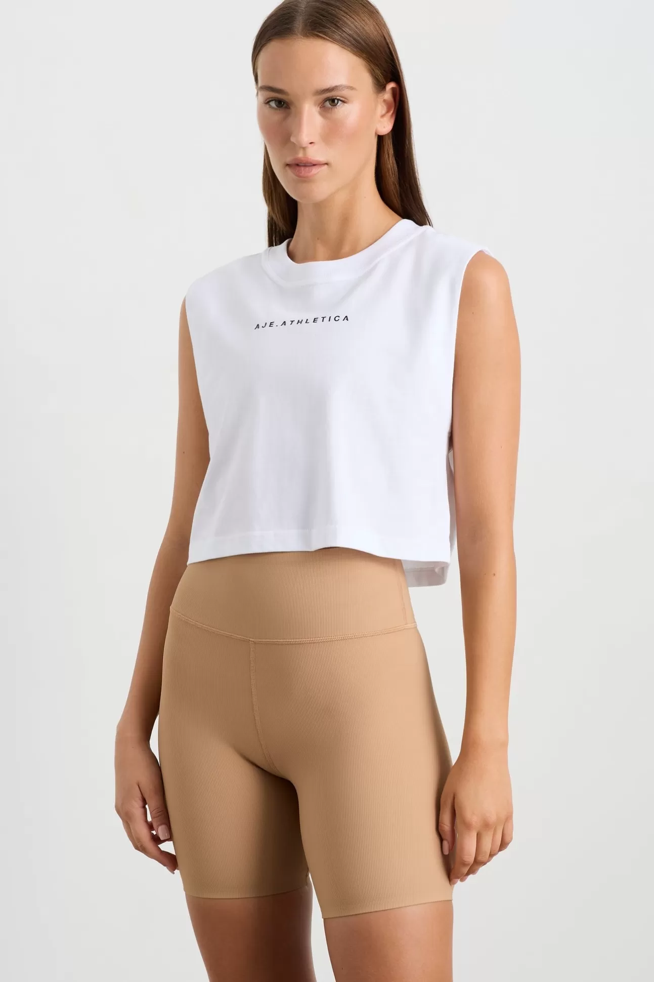 Aje ATHLETICA Cropped Jersey Tank 147 White New