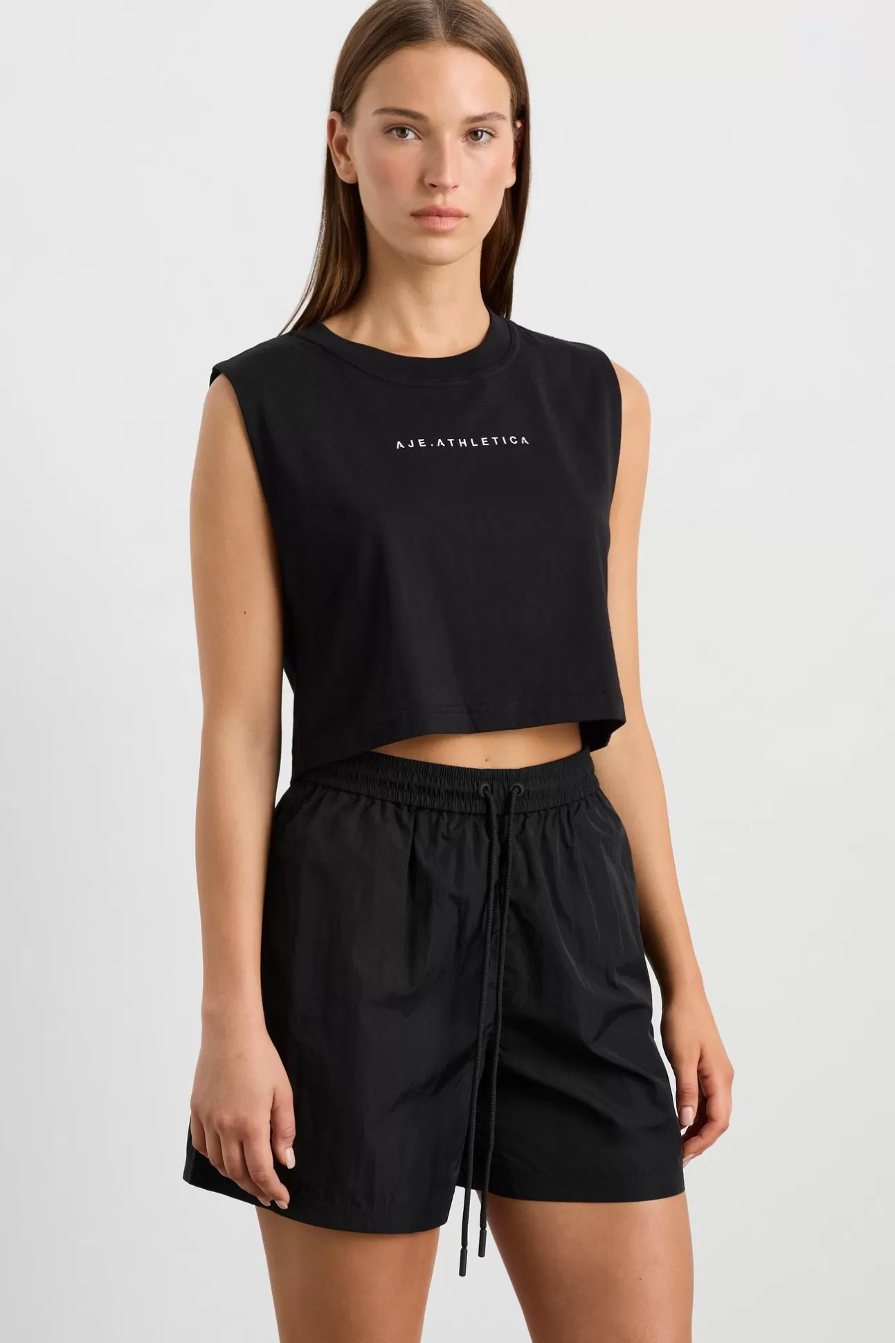 Aje ATHLETICA Cropped Jersey Tank 147 Black Cheap