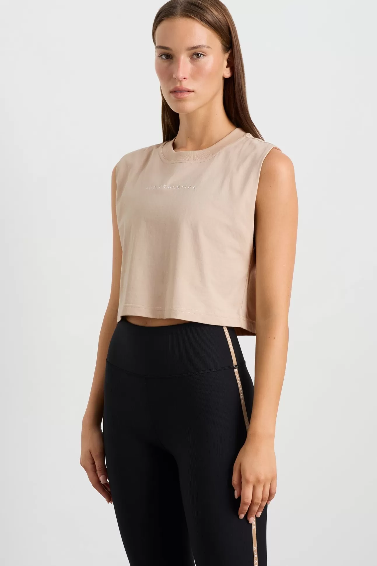 Aje ATHLETICA Cropped Jersey Tank 147 Moonstone Grey Discount