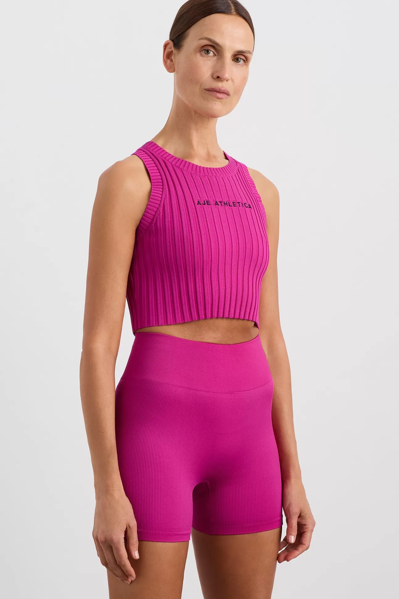 Aje ATHLETICA Cropped Knitted Logo Tank 135 Power Pink Cheap