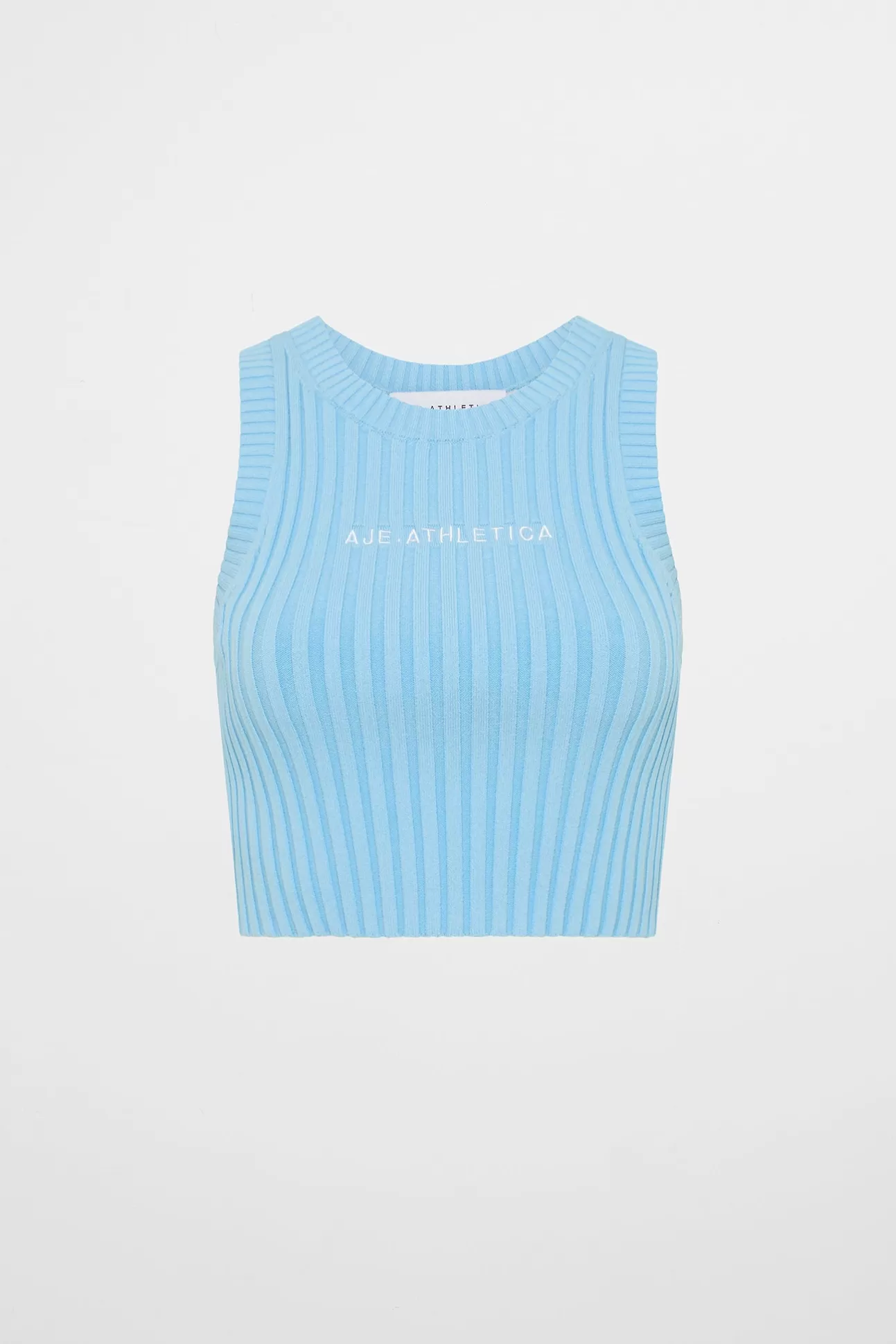 Aje ATHLETICA Cropped Knitted Logo Tank 135 Ice Blue Clearance