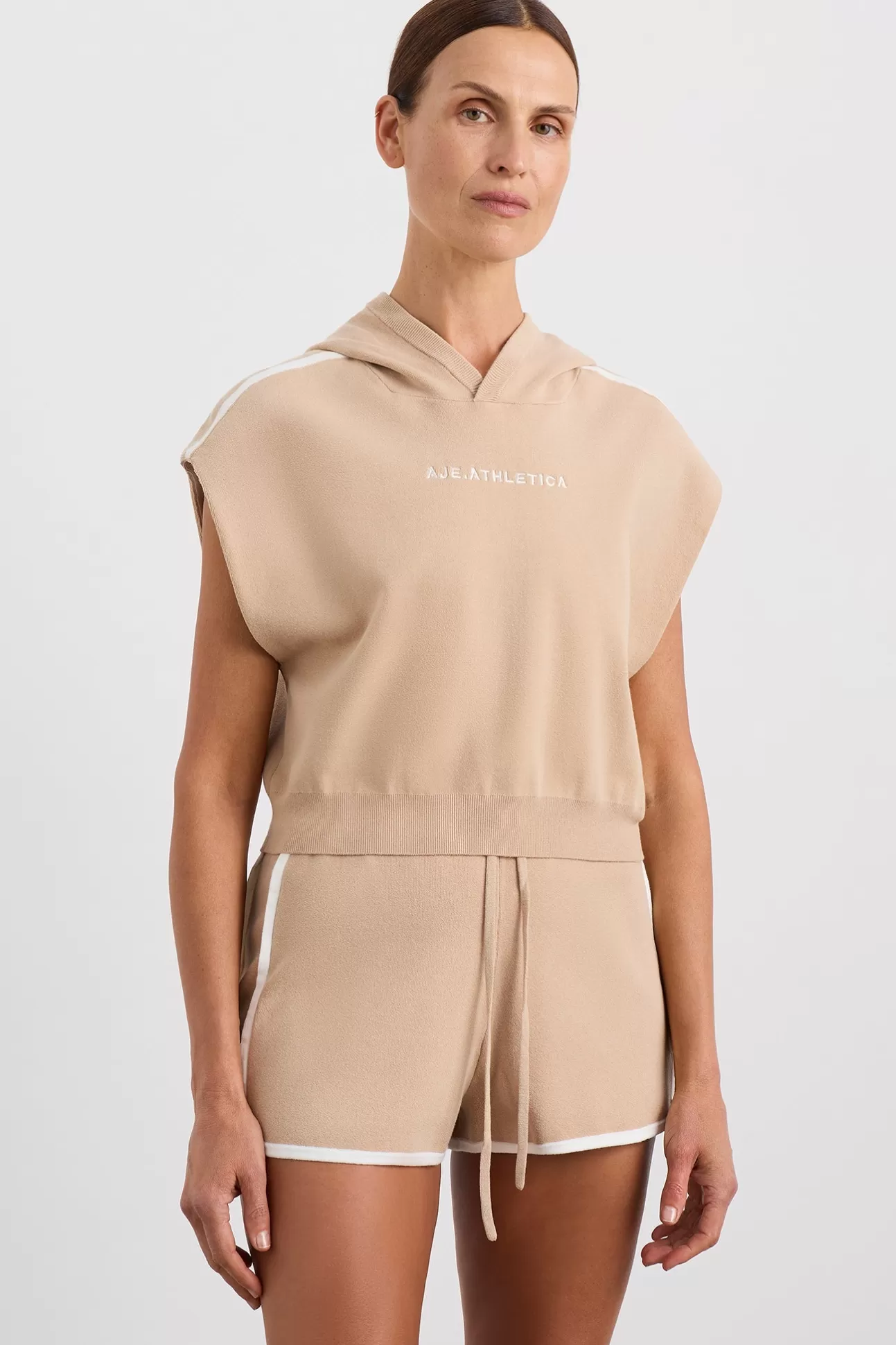 Aje ATHLETICA Cropped Sleeveless Knit 402 Natural Tan Shop