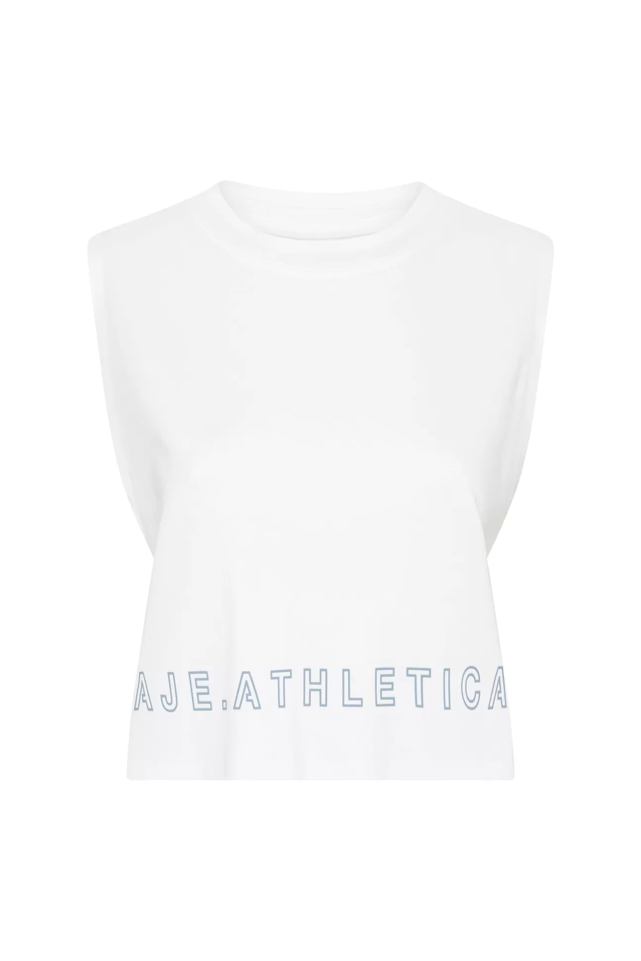 Aje ATHLETICA Cropped Split Back Tank 112 White/Storm Blue Best Sale