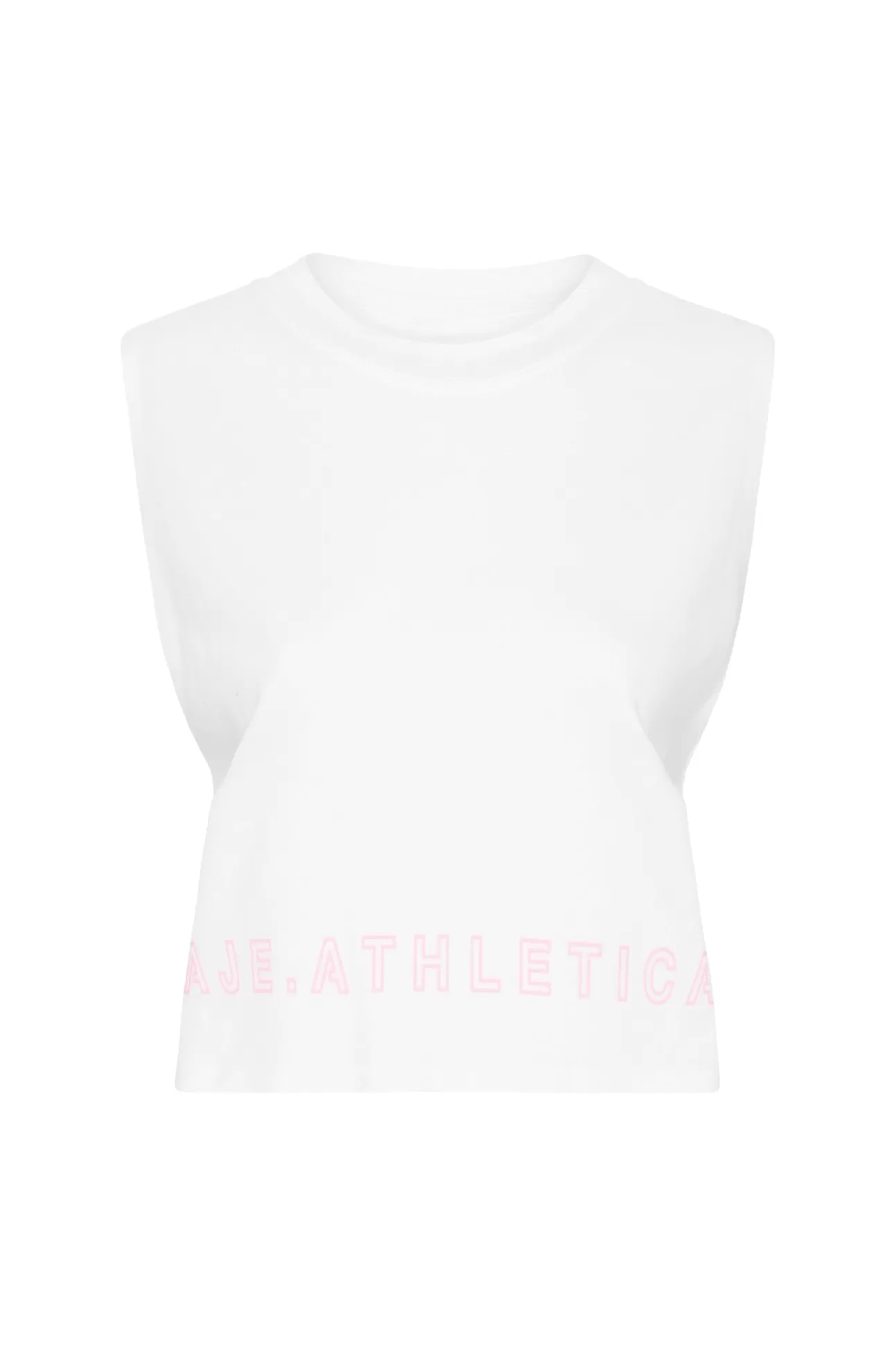 Aje ATHLETICA Cropped Split Back Tank 112 White/Dahlia Pink Hot