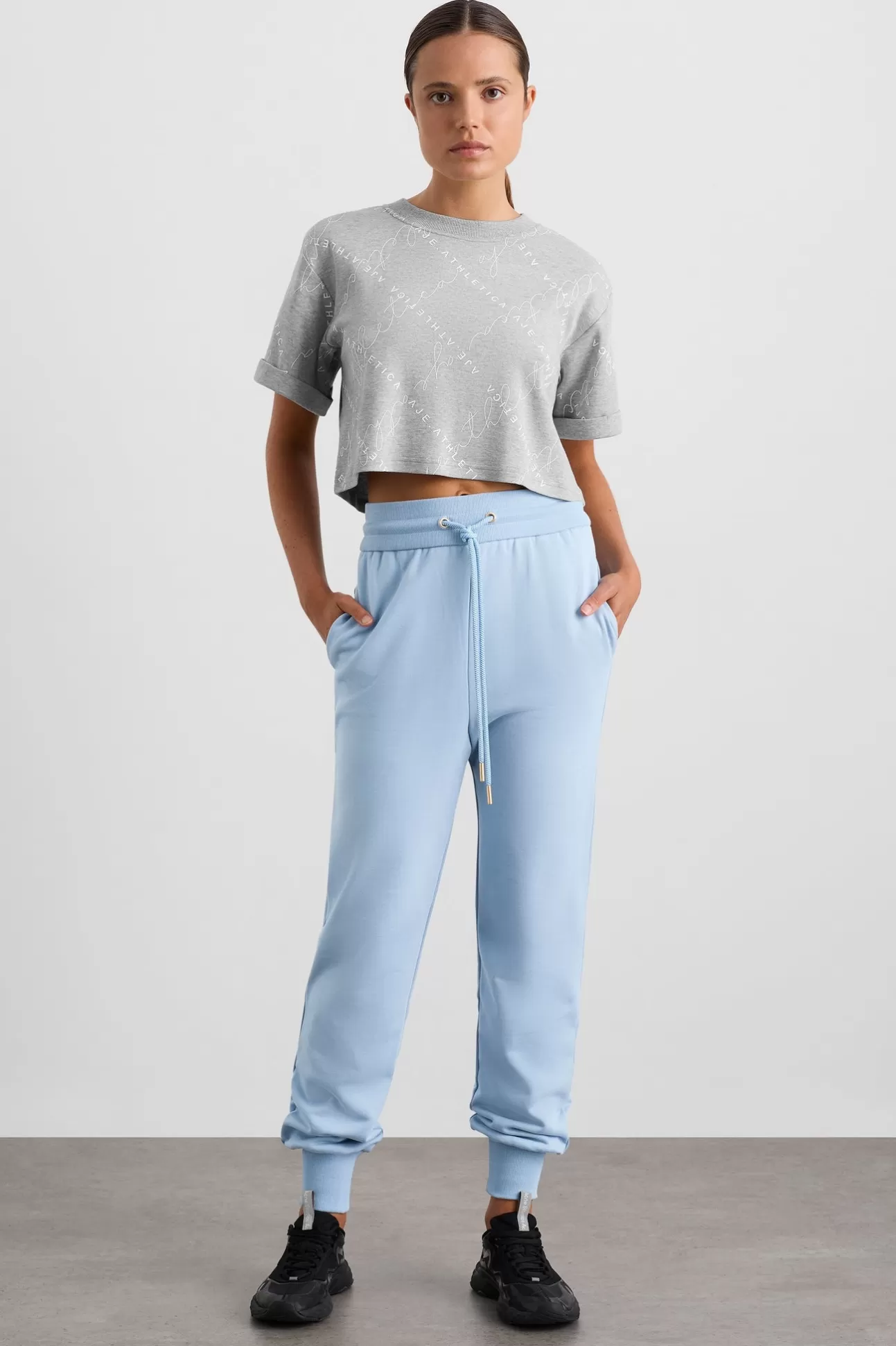 Aje ATHLETICA Cropped Tee 105 Grey Marle Flash Sale